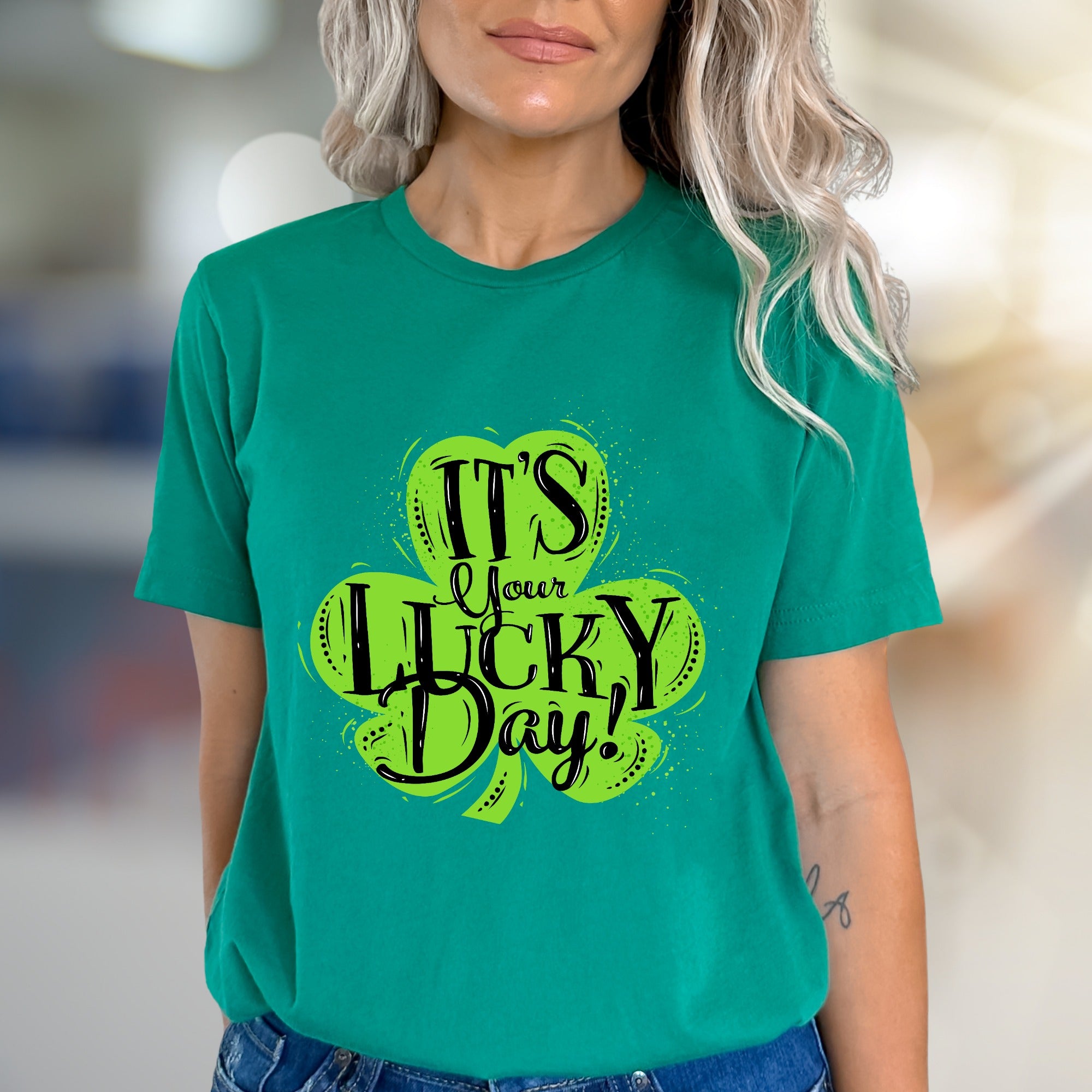 "IT'S Your LUCKY Day!" Shamrock Graphic Tee, a Festive St. Patrick's Pick for Everyone