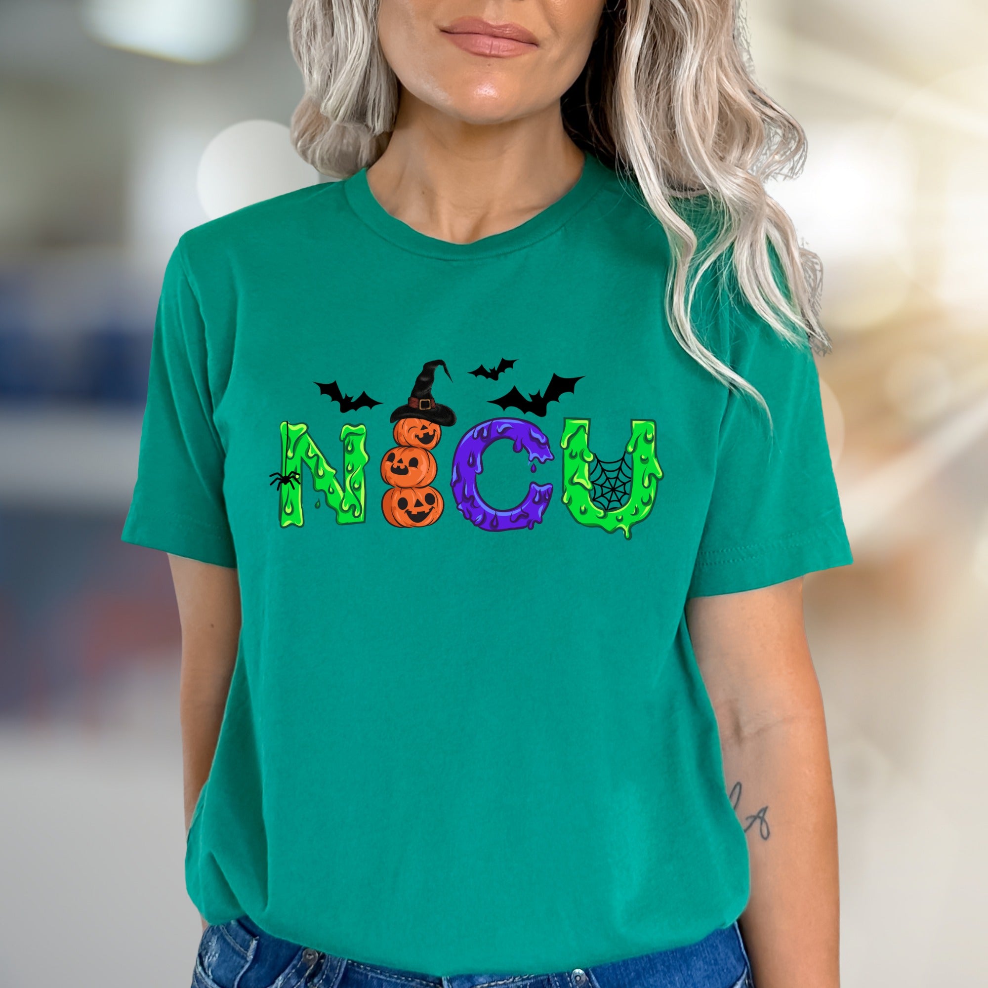"NICU" Spooky Halloween Graphic Tee, a Festive Wardrobe Pick for Healthcare Heroes