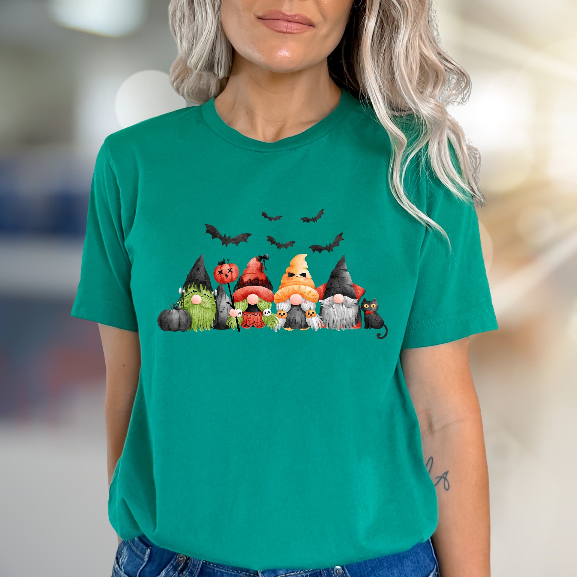 Spooky Squad Gnome Halloween Graphic Tee, A Festive Fall Pick for Everyone
