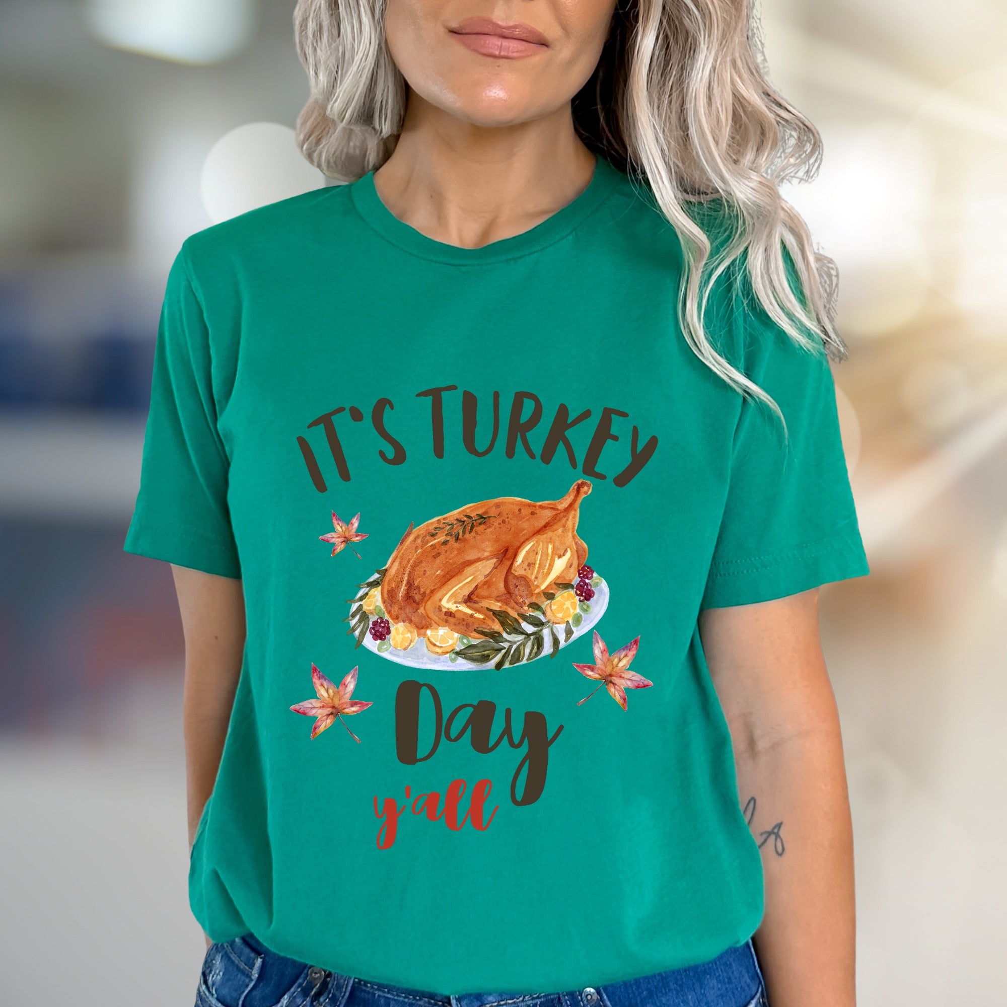 "It's Turkey Day Y'all" Festive Graphic Tee, a Southern Charm Pick for Celebration Lovers