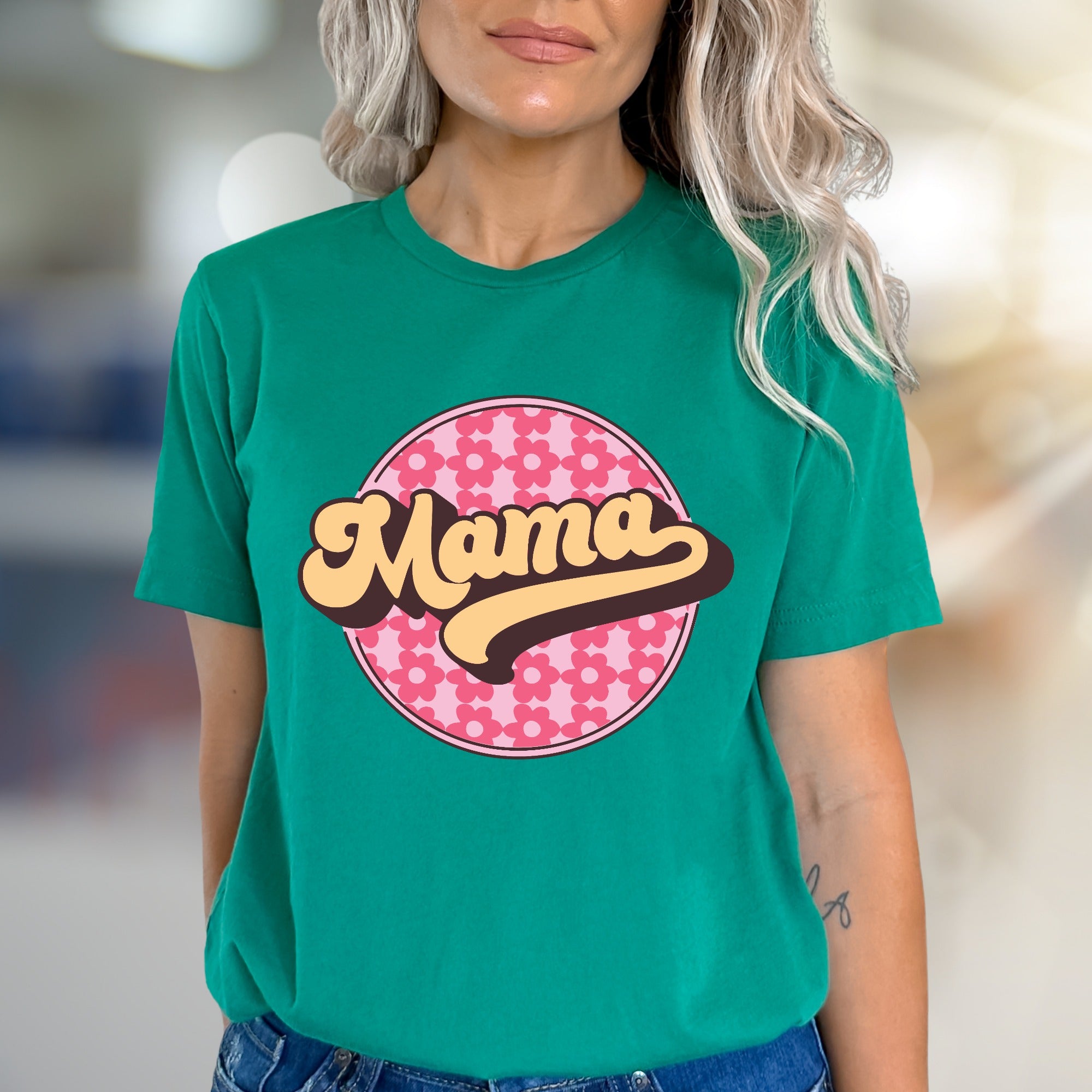 "Mama" Retro Floral Graphic Tee, a Groovy Style Pick for Everyday Moms
