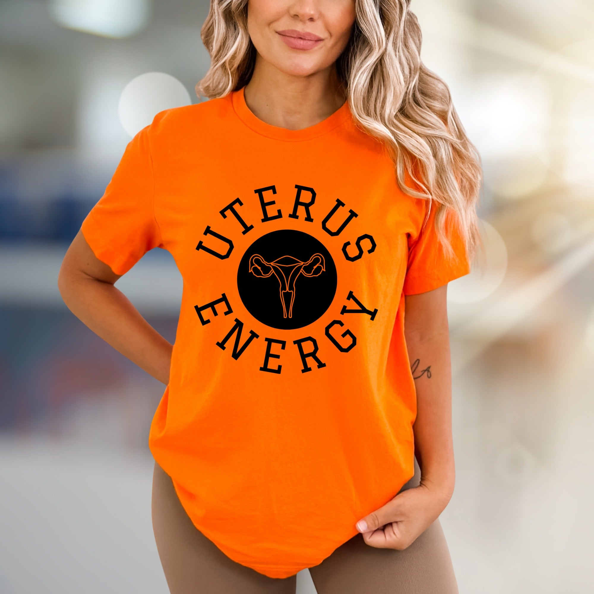 "UTERUS ENERGY" Feminist Statement Graphic Tee, a Bold Pick for Activists