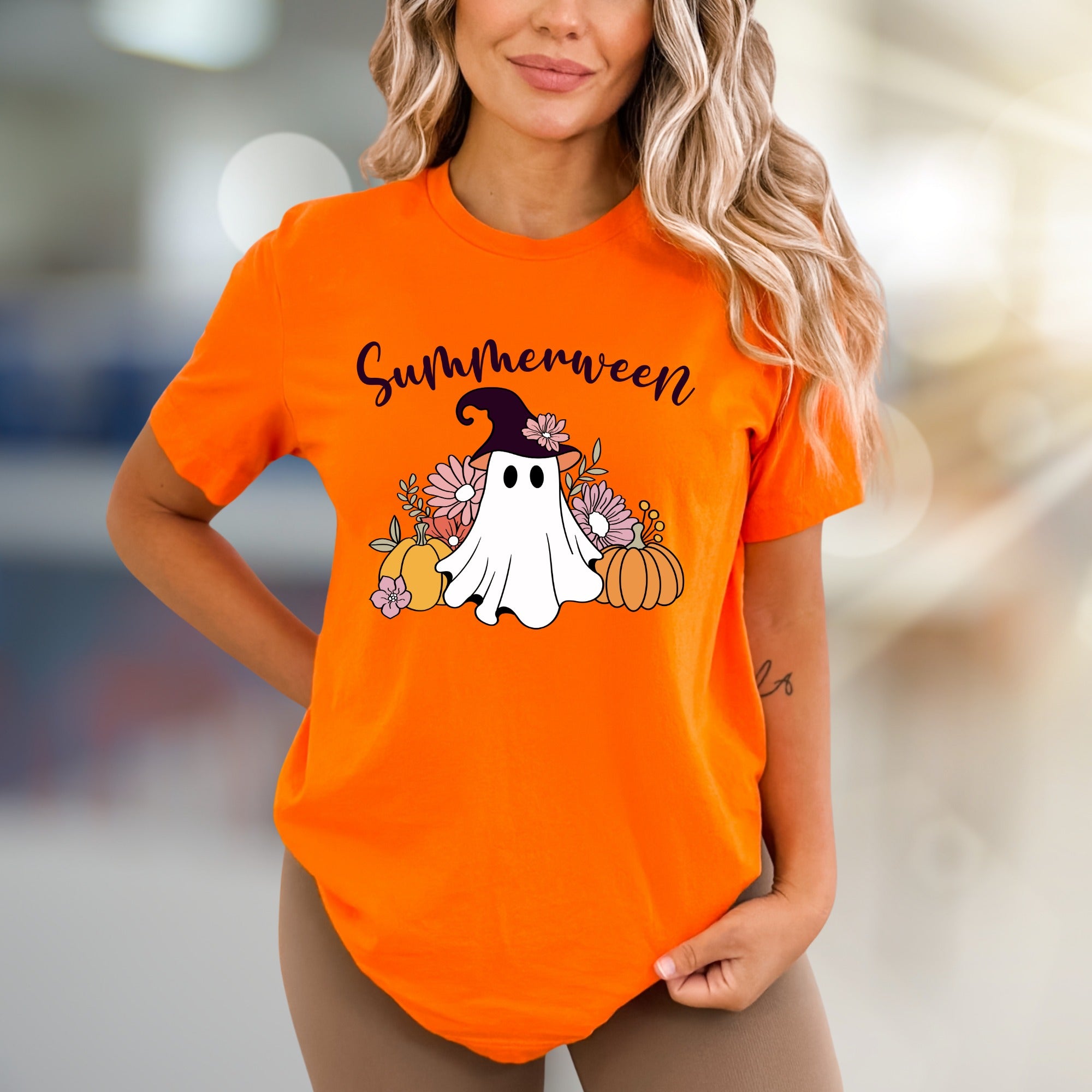 "Summerween" Spooky Cute Ghost Graphic Tee, a Whimsical Autumn Pick for Halloween Lovers