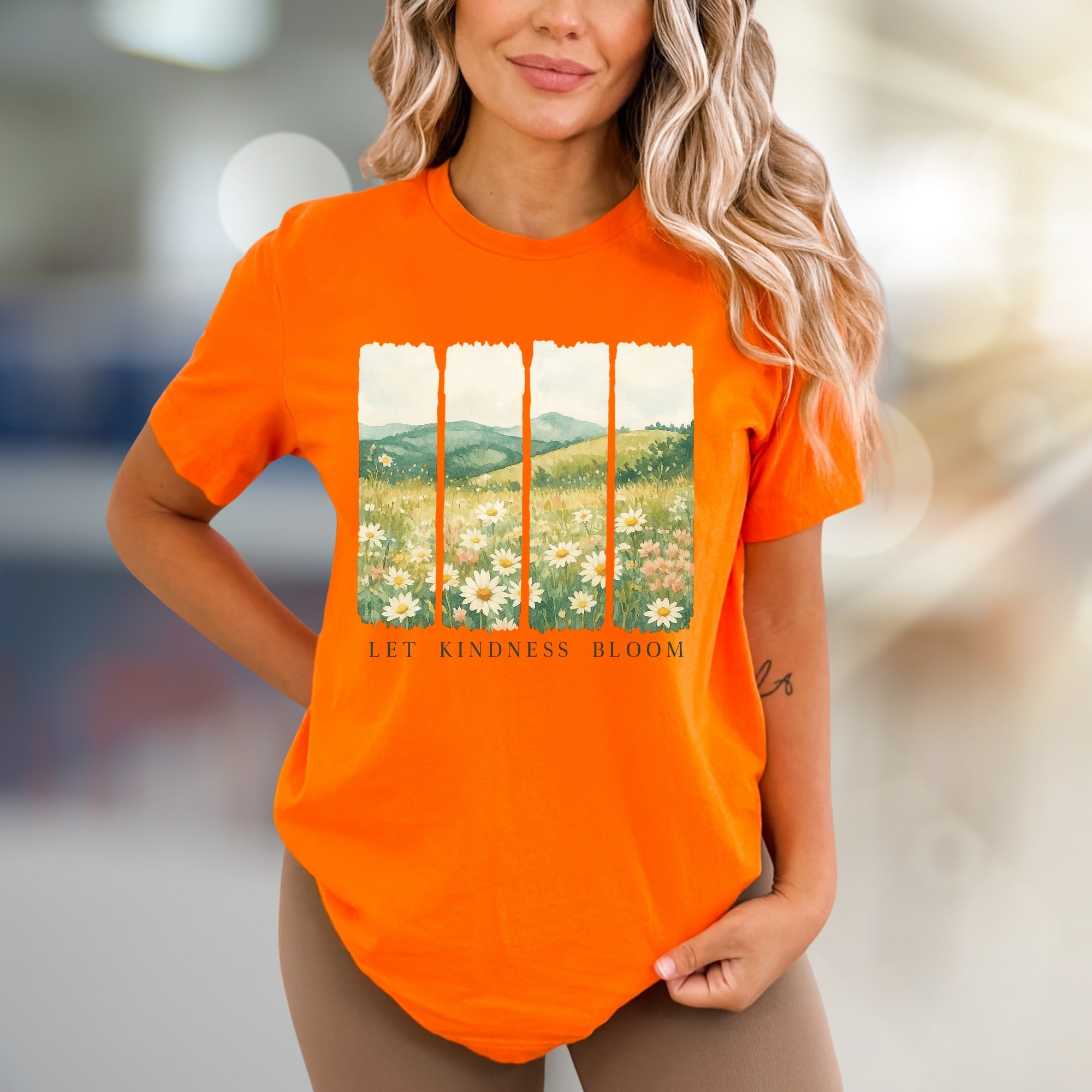 "Let Kindness Bloom" Meadow Graphic Tee, a Nature-Inspired Pick for Uplifters