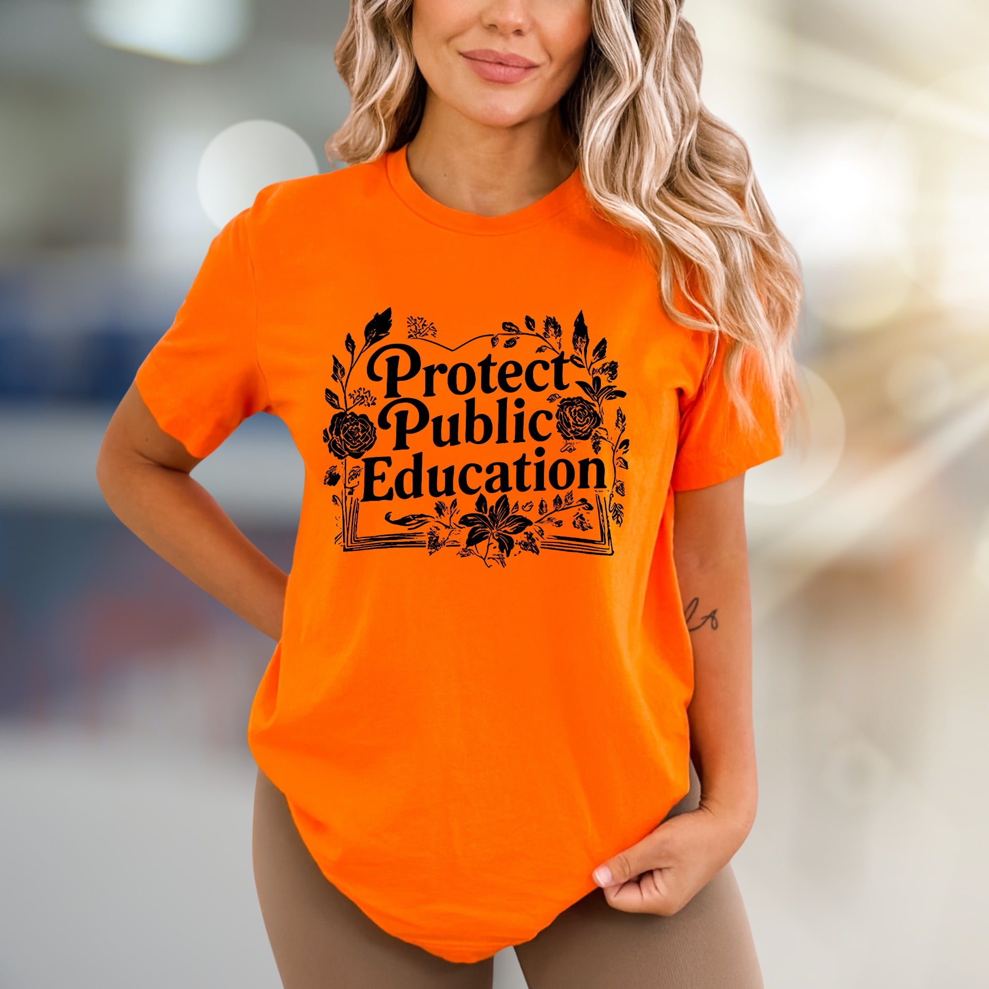 "Protect Public Education" Floral Graphic Tee, A Cause-Driven Pick for Advocates