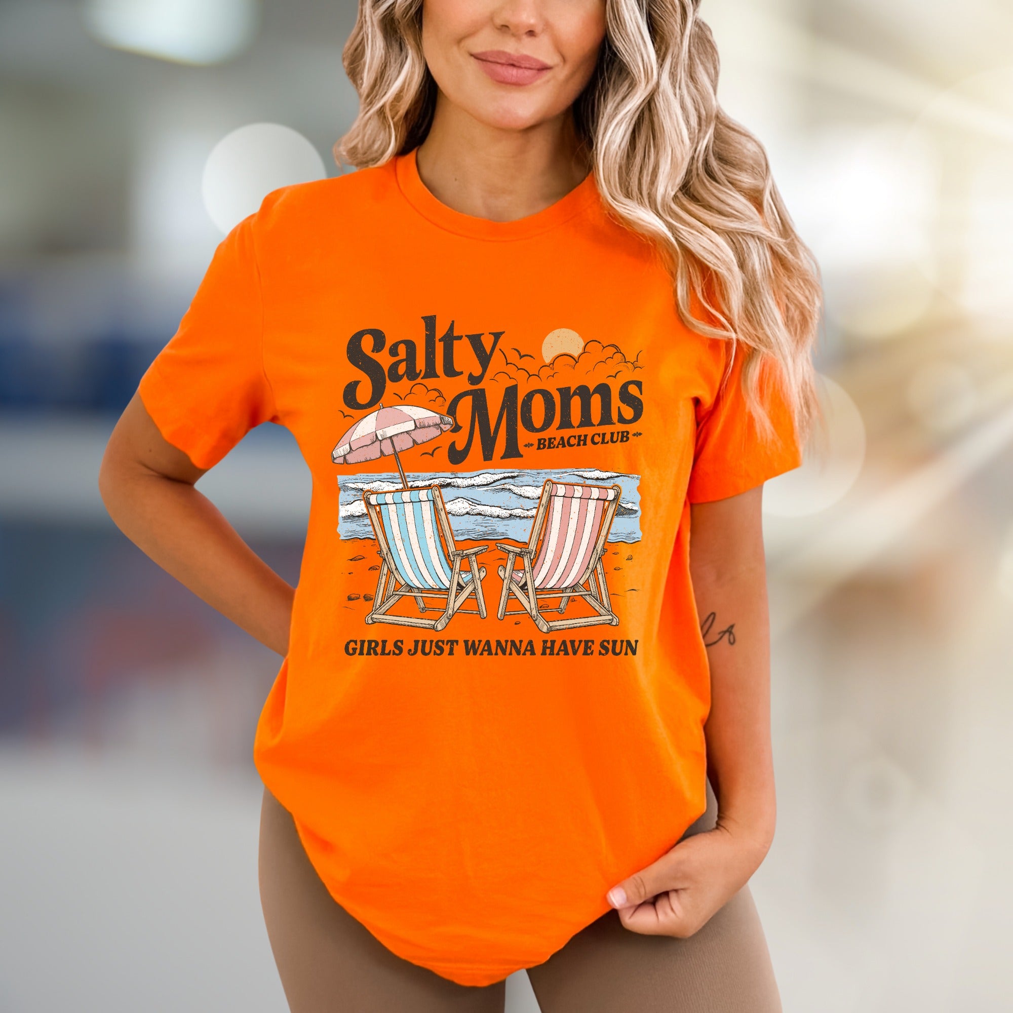 "Salty Moms Beach Club" Retro Graphic Tee, a Summer Niche Pick for Vacation Lovers