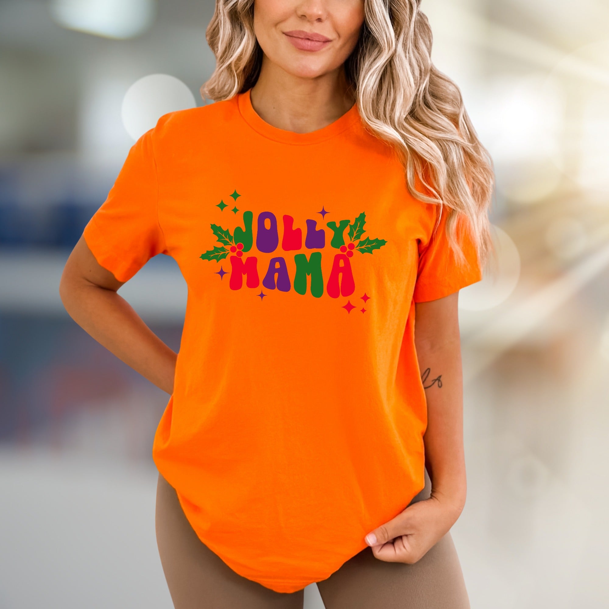 "Jolly Mama" Retro Christmas Holly Graphic Tee, a Festive Niche Pick for Moms