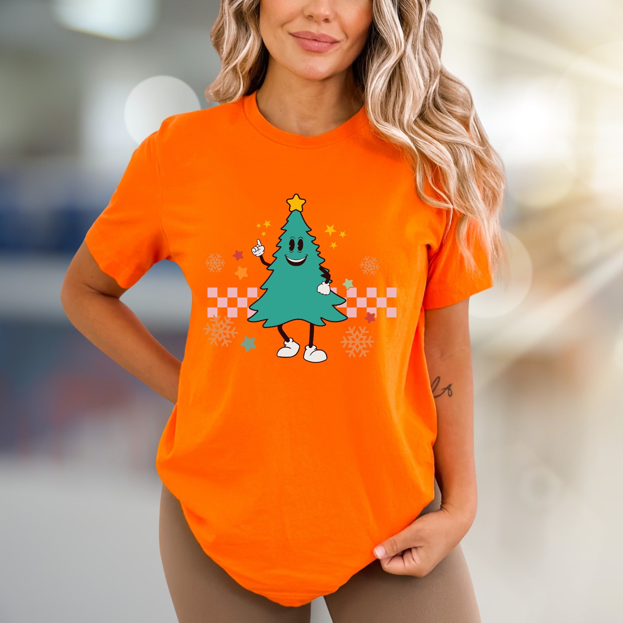 Retro Christmas Tree Graphic Tee, a Whimsical Holiday Pick for Fun-Lovers
