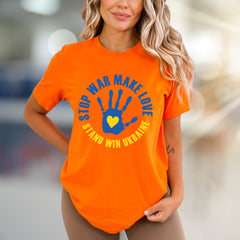 "STOP WAR MAKE LOVE STAND WIN UKRAINE" Solidarity Graphic Tee, a Statement Piece for Advocates