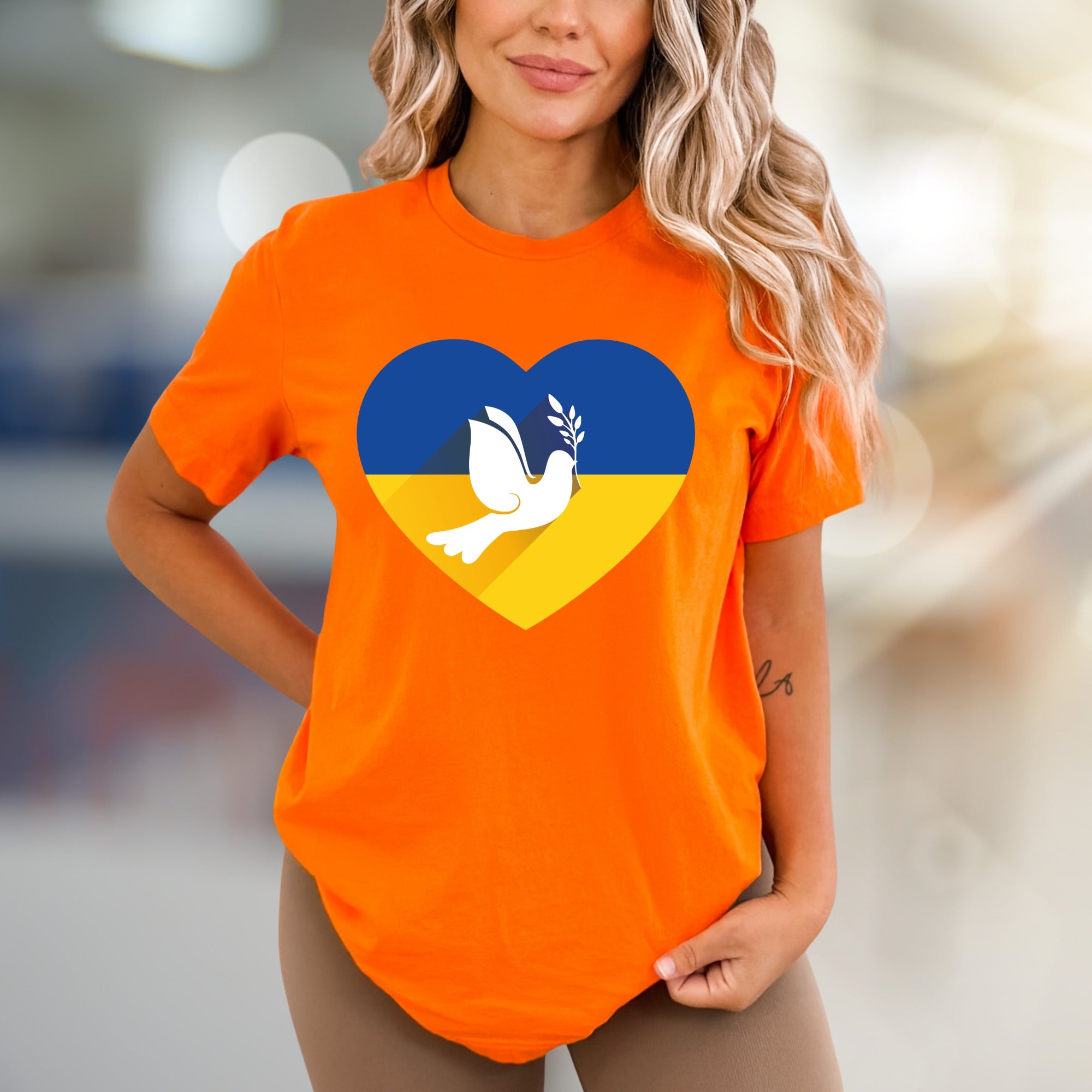 Heart Ukraine Flag Dove Tee, A Statement of Peace for Advocates