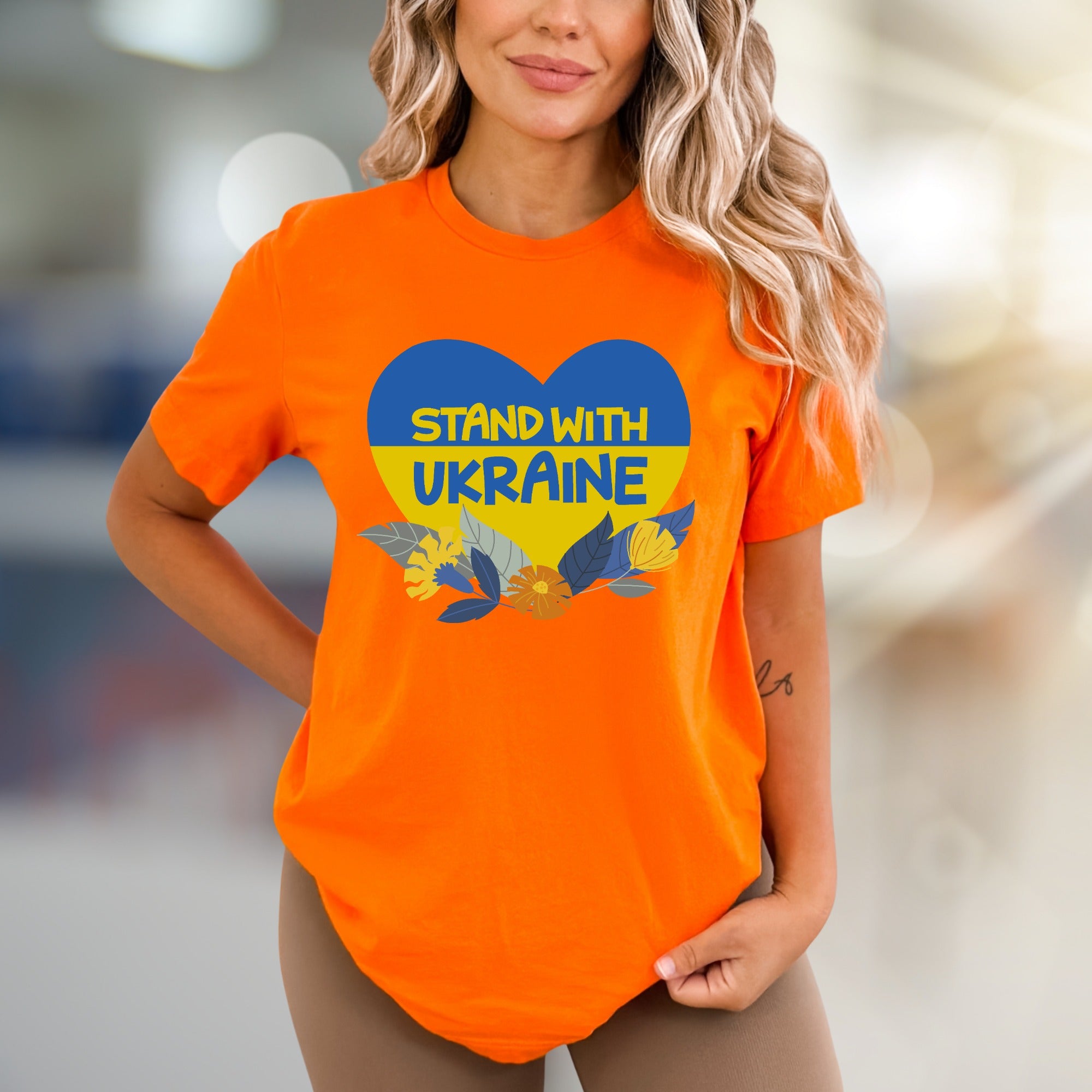 "Stand With Ukraine" Patriot Heart Tee, a Supportive Graphic Pick for Advocates