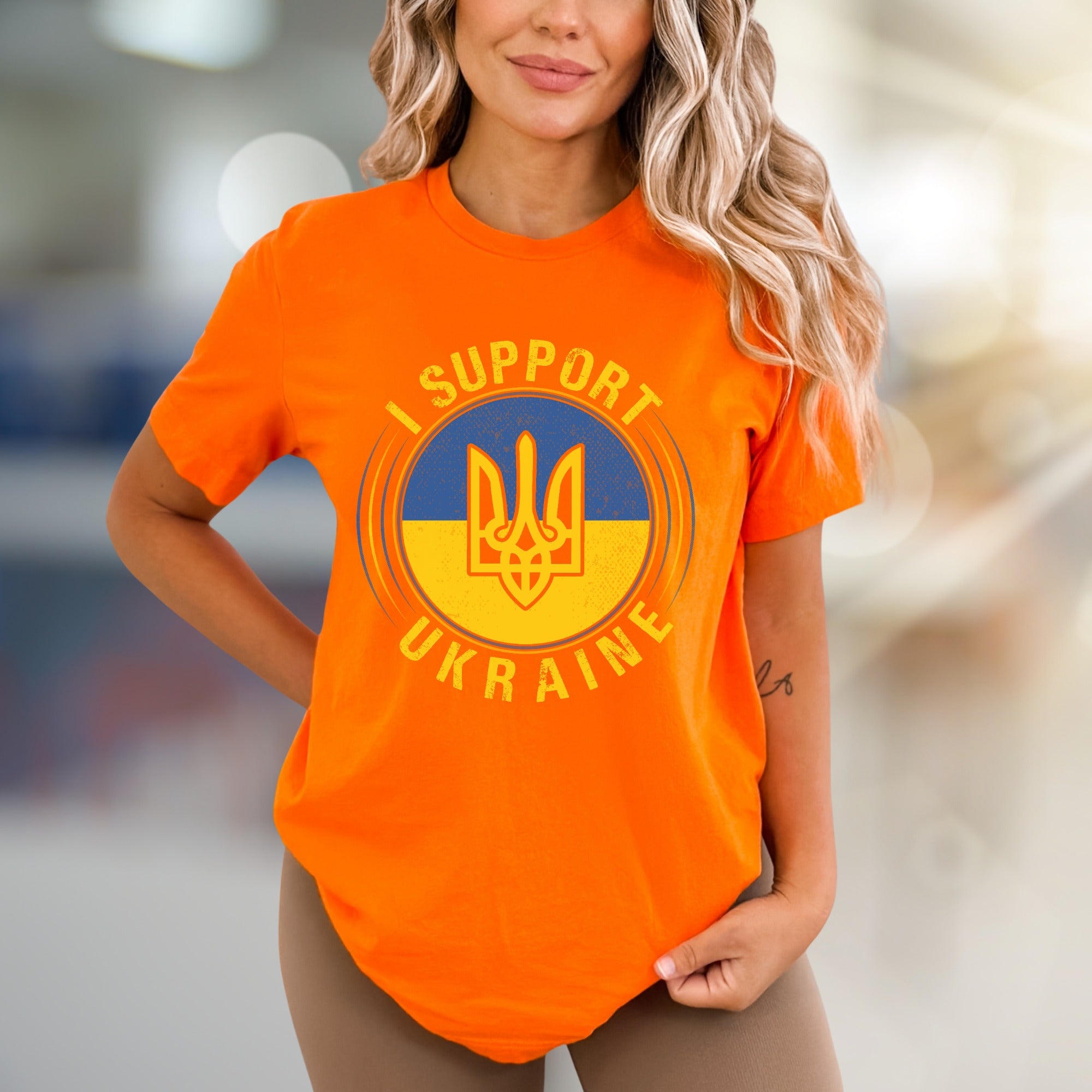 "I Support Ukraine" Emblem Graphic Tee, A Patriotic Statement for Advocates