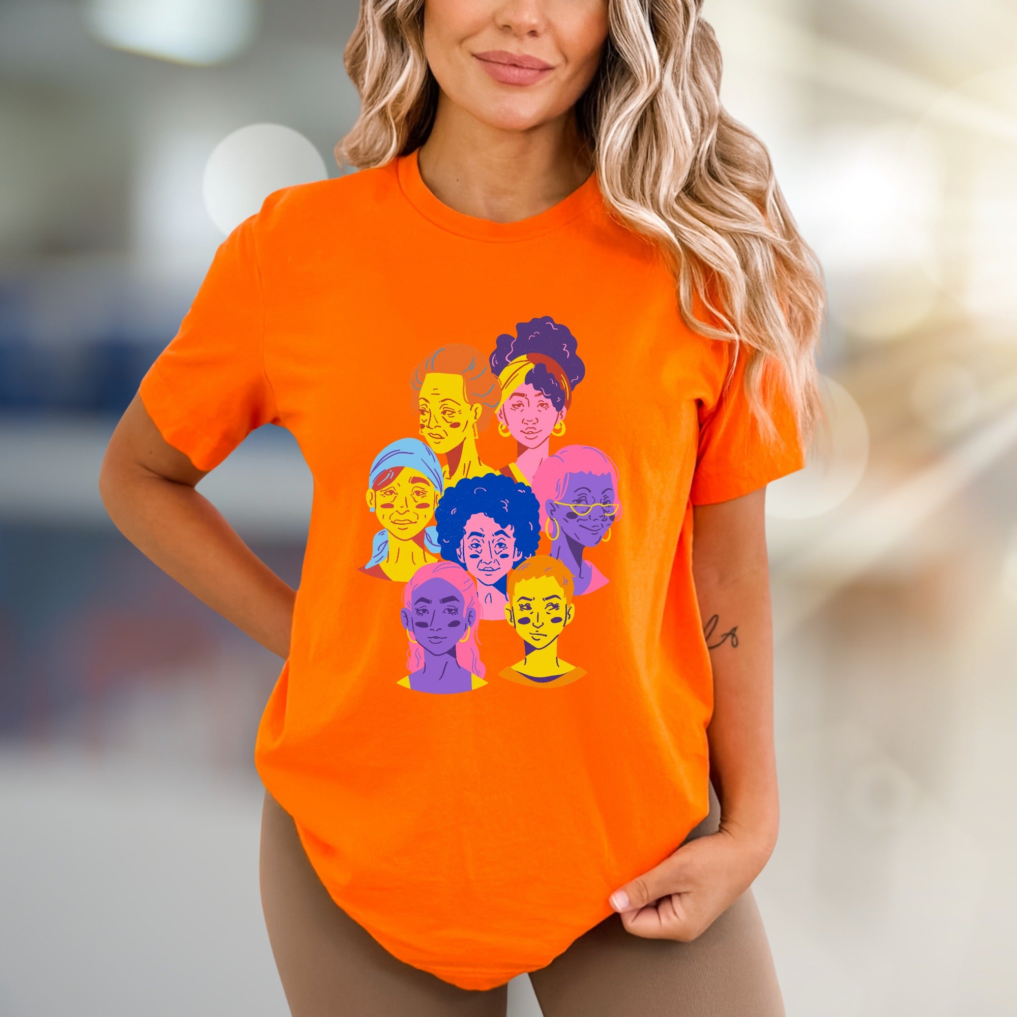 Vibrant Faces Diversity Tee, Artistic Graphic Pick for Inclusivity Advocates