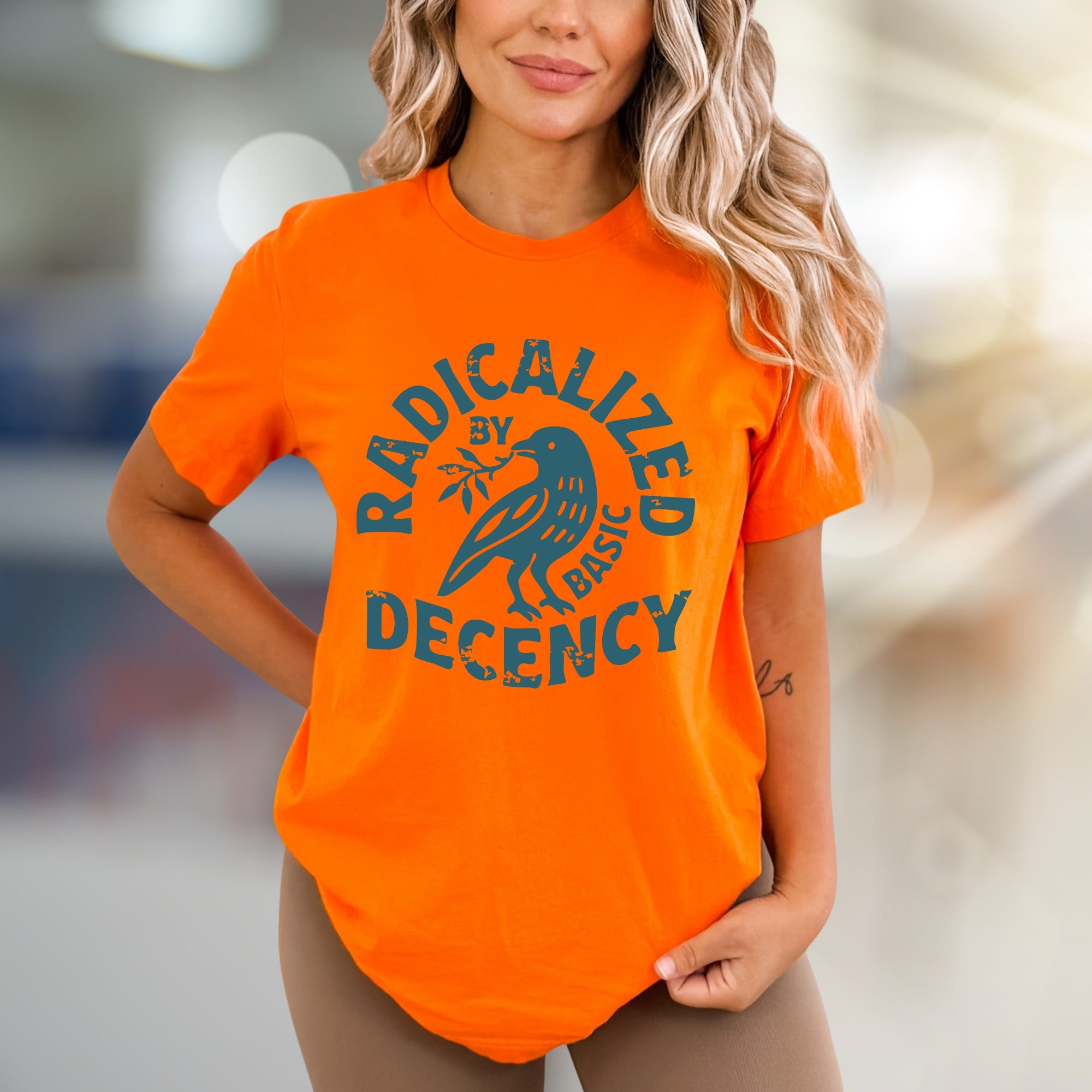 "Radicalized by Basic Decency" Statement Graphic Tee, a Bold Pick for Activists