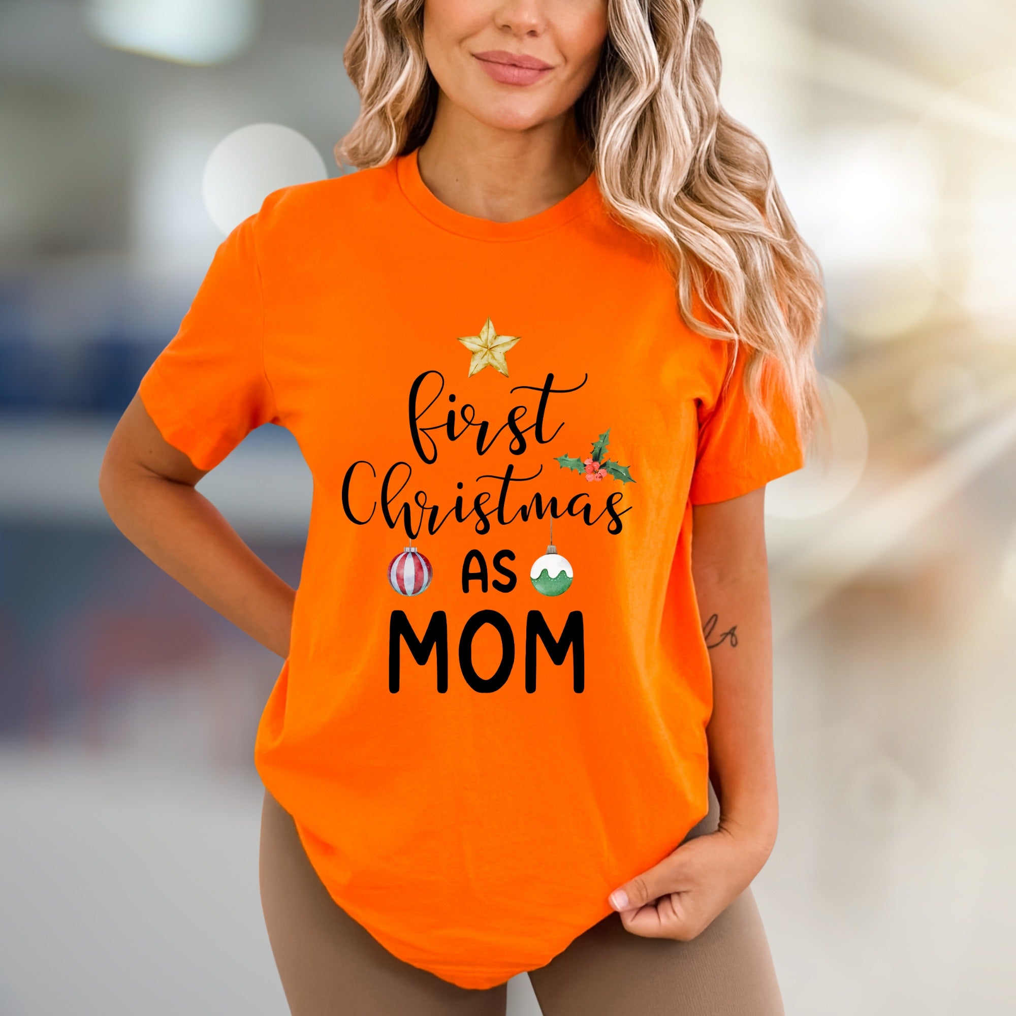 "First Christmas As Mom" Festive Graphic Tee, a Heartfelt Keepsake for New Mothers