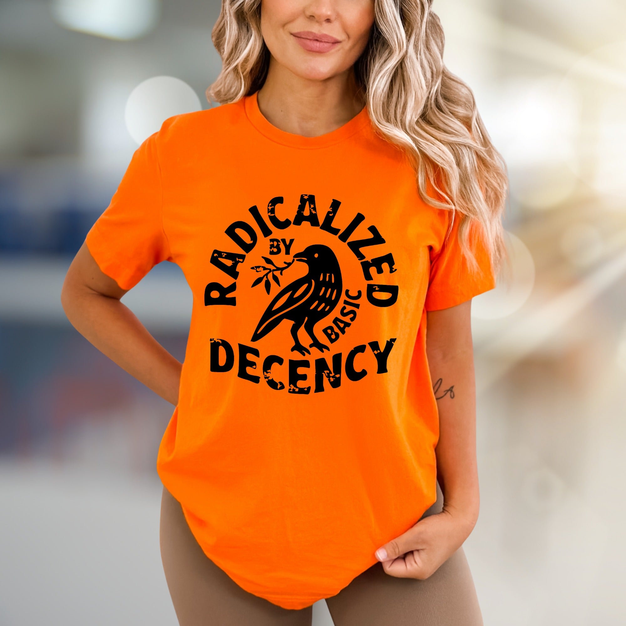 "Radicalized by Basic Decency" Peace Crow Graphic Tee, a Statement Pick for Activists