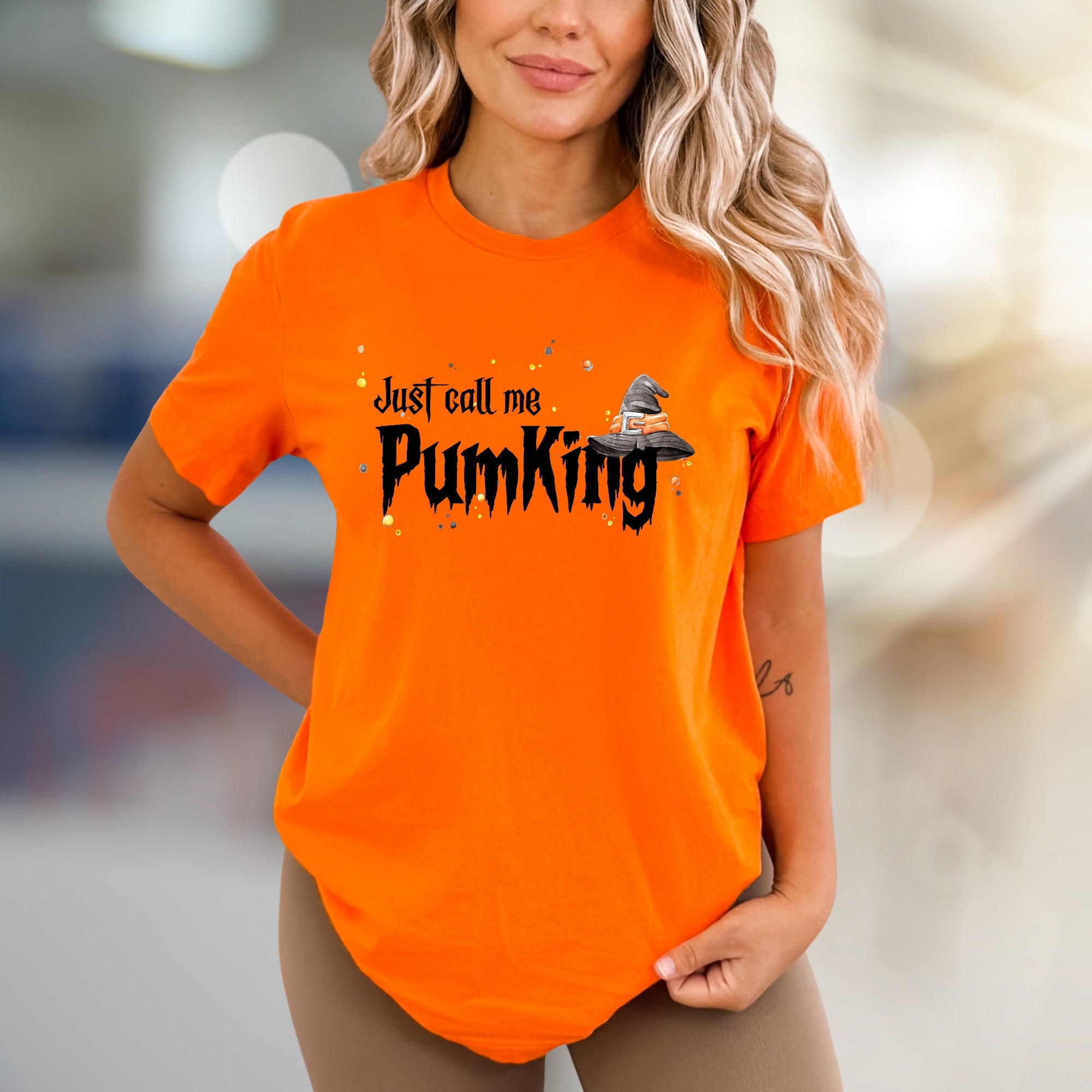 "Just Call Me PumKing" Halloween Graphic Tee, a Spooky Chic Pick for Holiday Enthusiasts