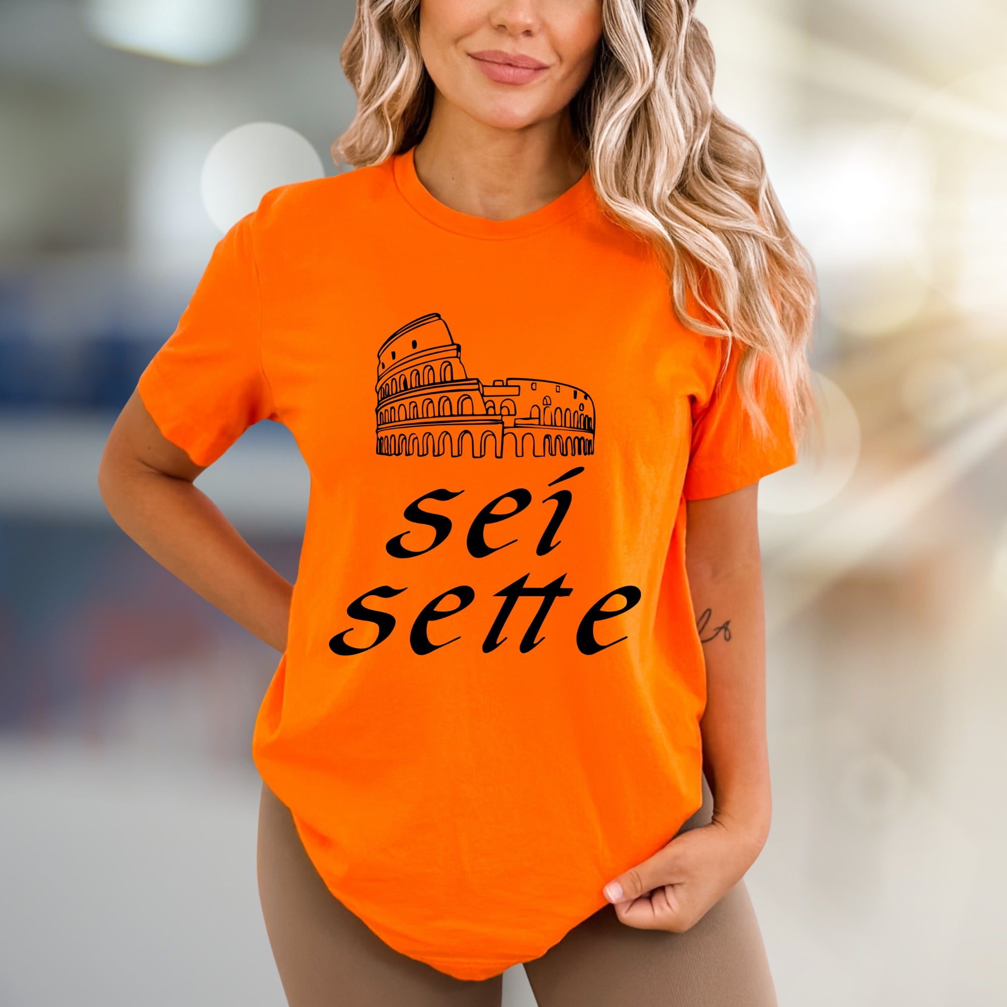 "Sei Sette" Colosseum Graphic Tee, a Roman Holiday Pick for Travel Enthusiasts