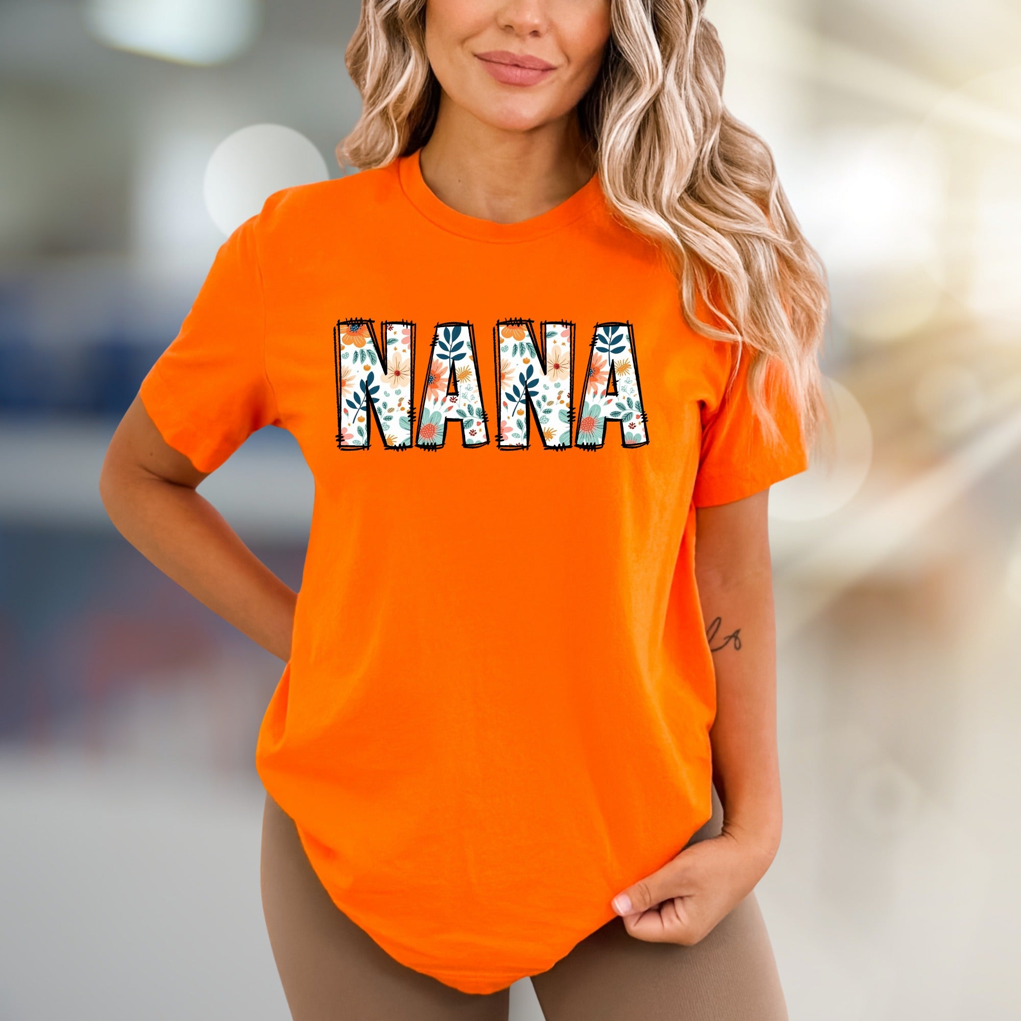 "NANA" Floral Patchwork Graphic Tee, a Heartfelt Gift for Grandmothers