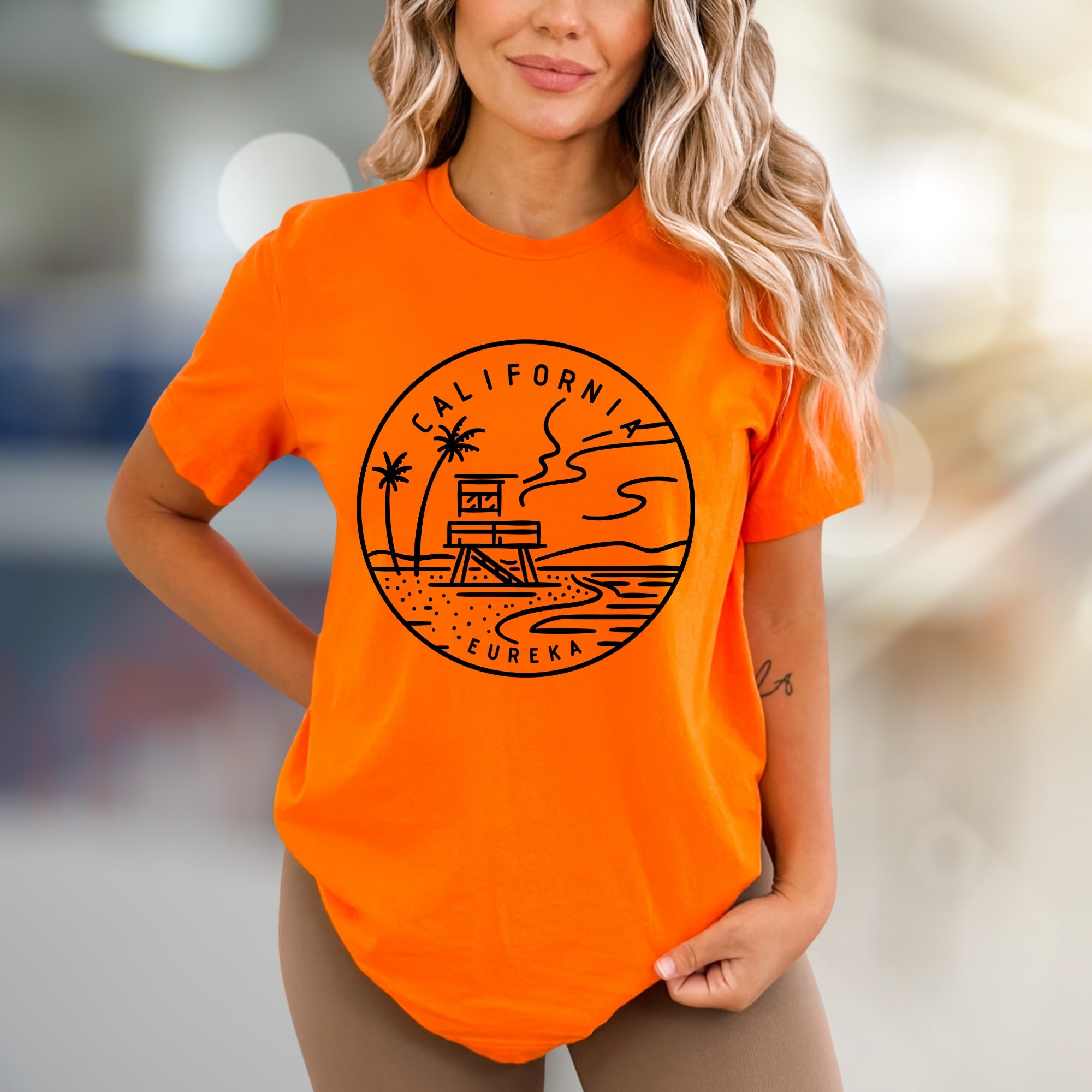 "CALIFORNIA EUREKA" Coastal Horizon Graphic Tee, a Beach Vibes Pick for Travelers
