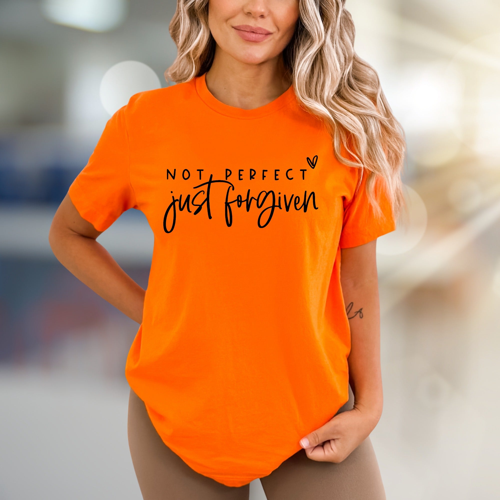 "Not Perfect Just Forgiven" Christian Graphic Tee, Faith-Inspired Pick for Believers