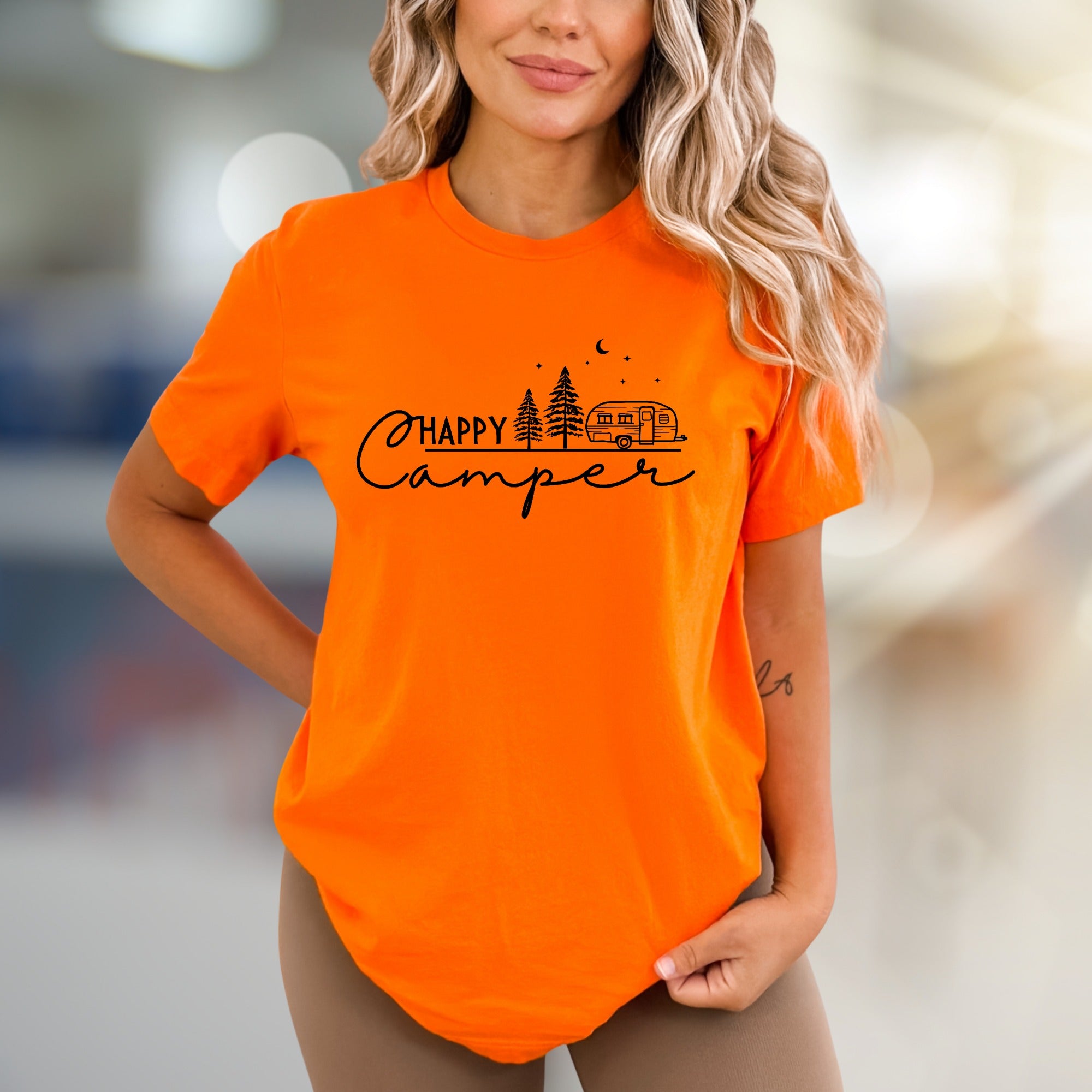 "Happy Camper" Outdoor Adventure Graphic Tee, a Retreat Style Pick for Nature Lovers