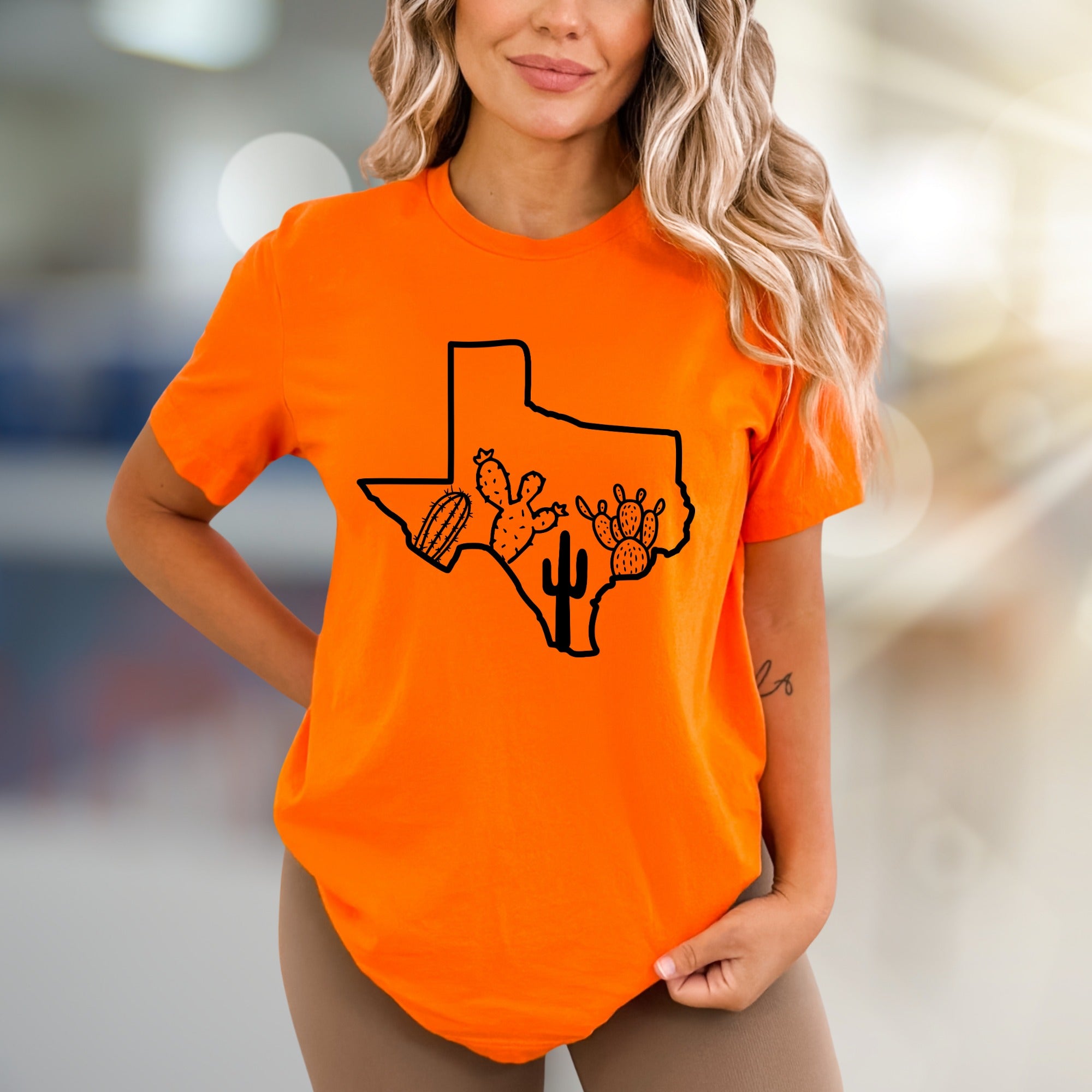 Texas Cactus Outline Graphic Tee, a Desert Chic Pick for State Pride Advocates