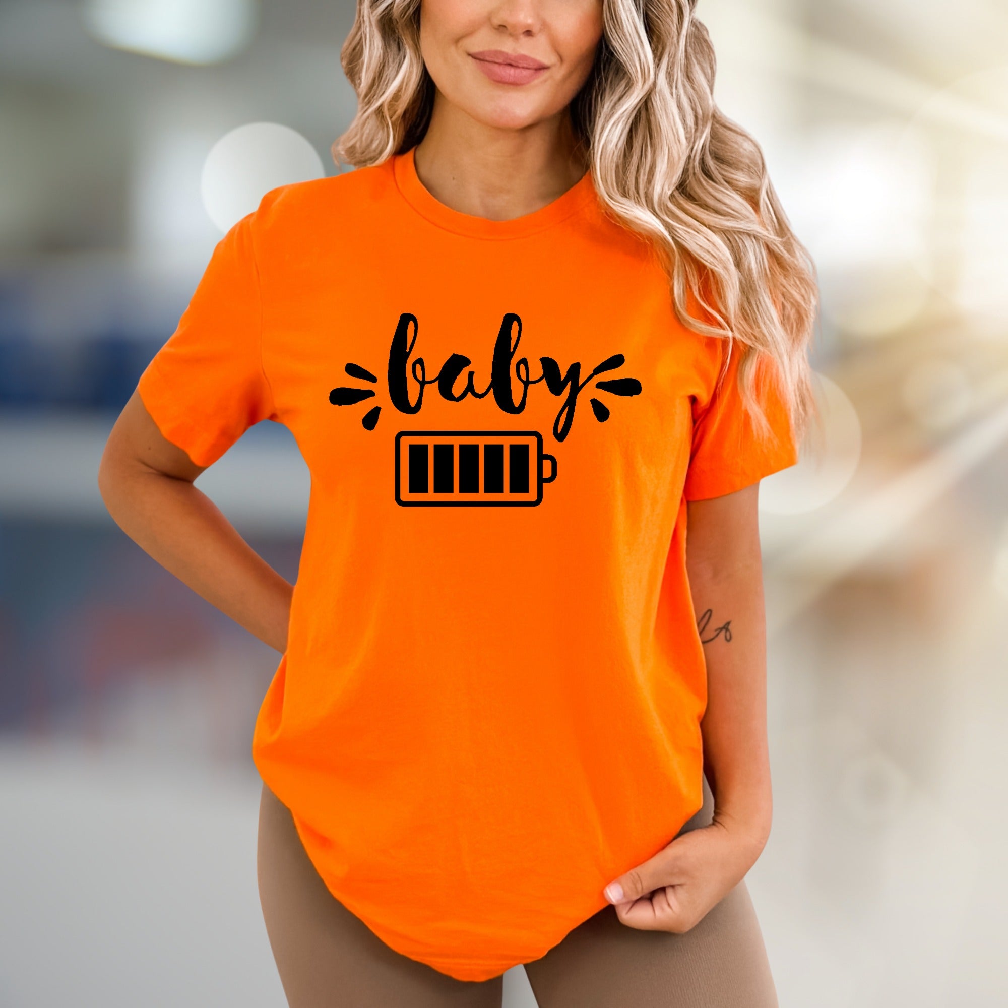"Baby" Battery Low Graphic Tee, a Parent's Reality Pick for Moms & Dads