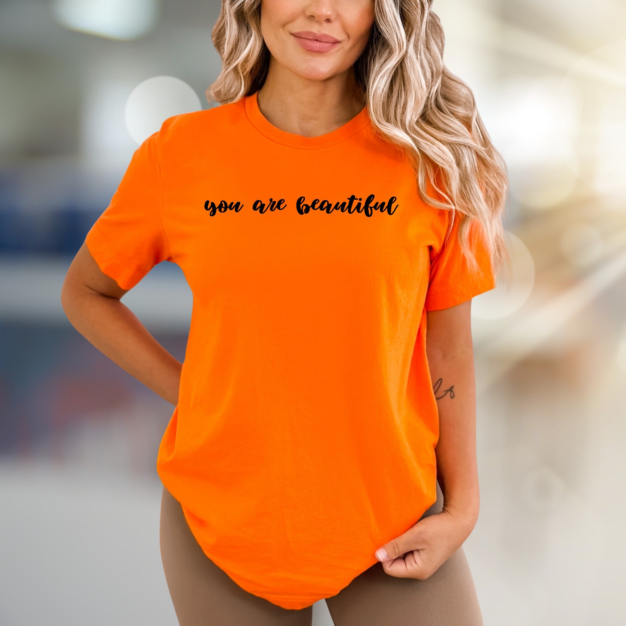 "You Are Beautiful" Script Graphic Tee, a Positive Vibe Pick for Everyone