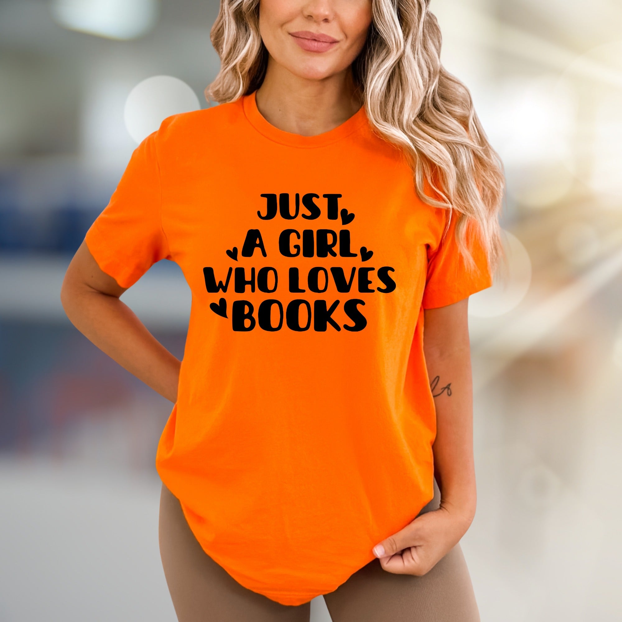 "Just A Girl Who Loves Books" Literary Graphic Tee, A Cozy Read for Bookworms
