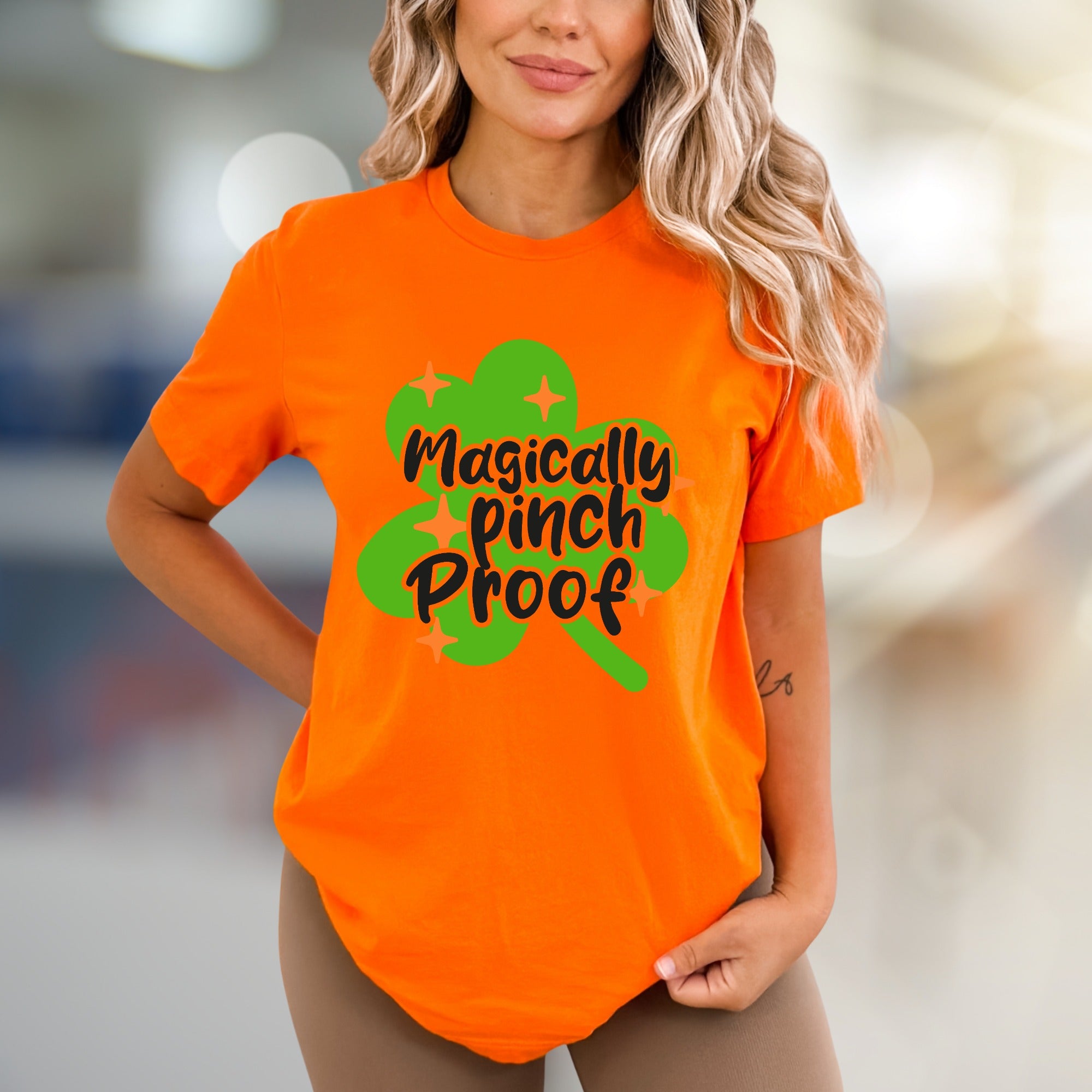 "Magically Pinch Proof" Shamrock Graphic Tee, a St. Paddy's Celebration Pick for Anyone