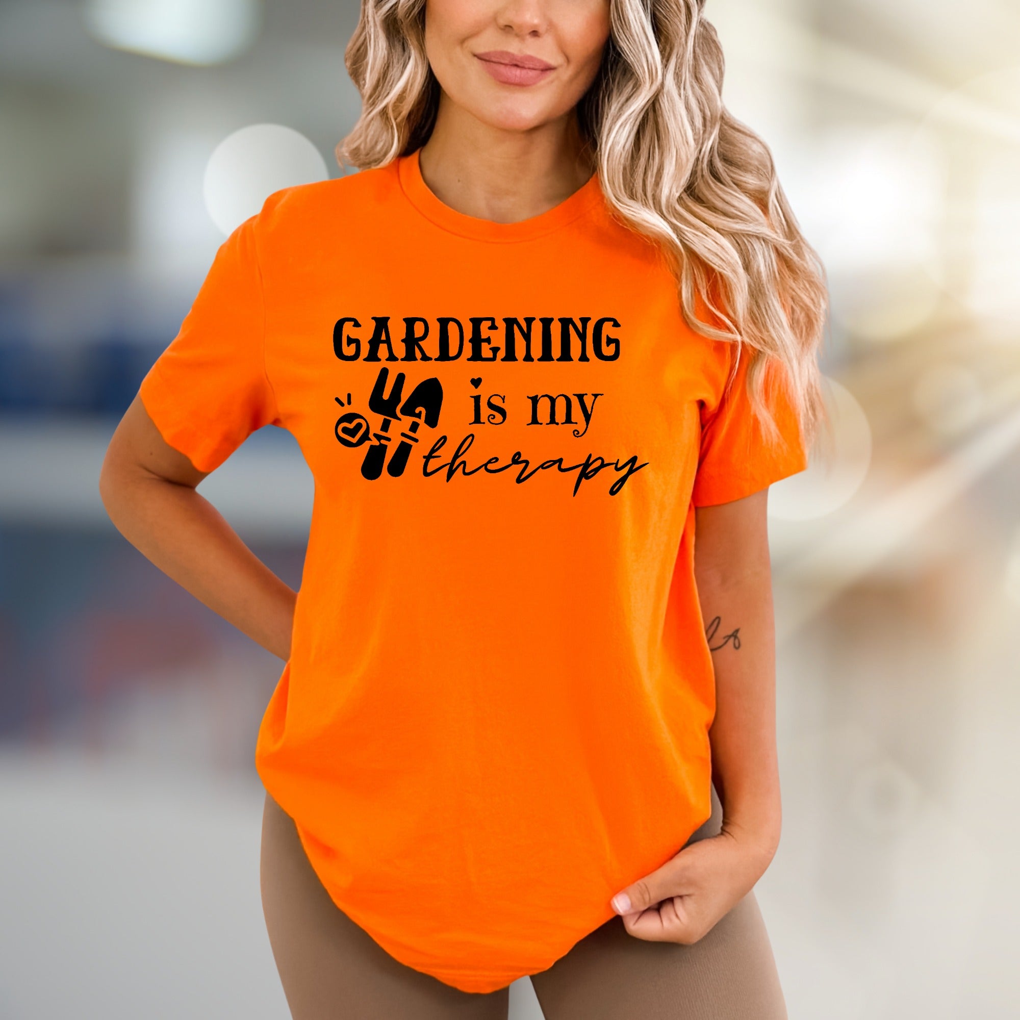 "Gardening Is My Therapy" Garden Tools Graphic Tee, a Green Thumb Pick for Plant Lovers