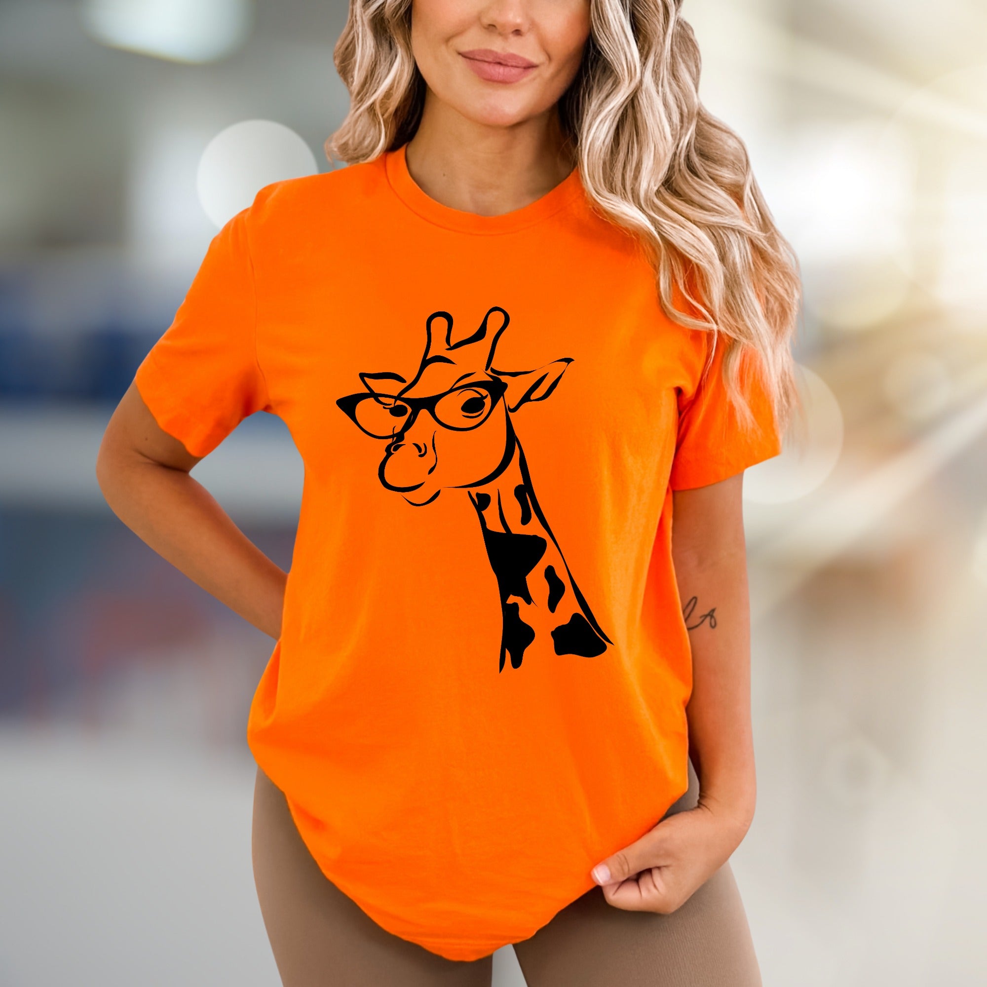 Giraffe in Glasses T-Shirt, Whimsical Animal Tee for Animal Lovers