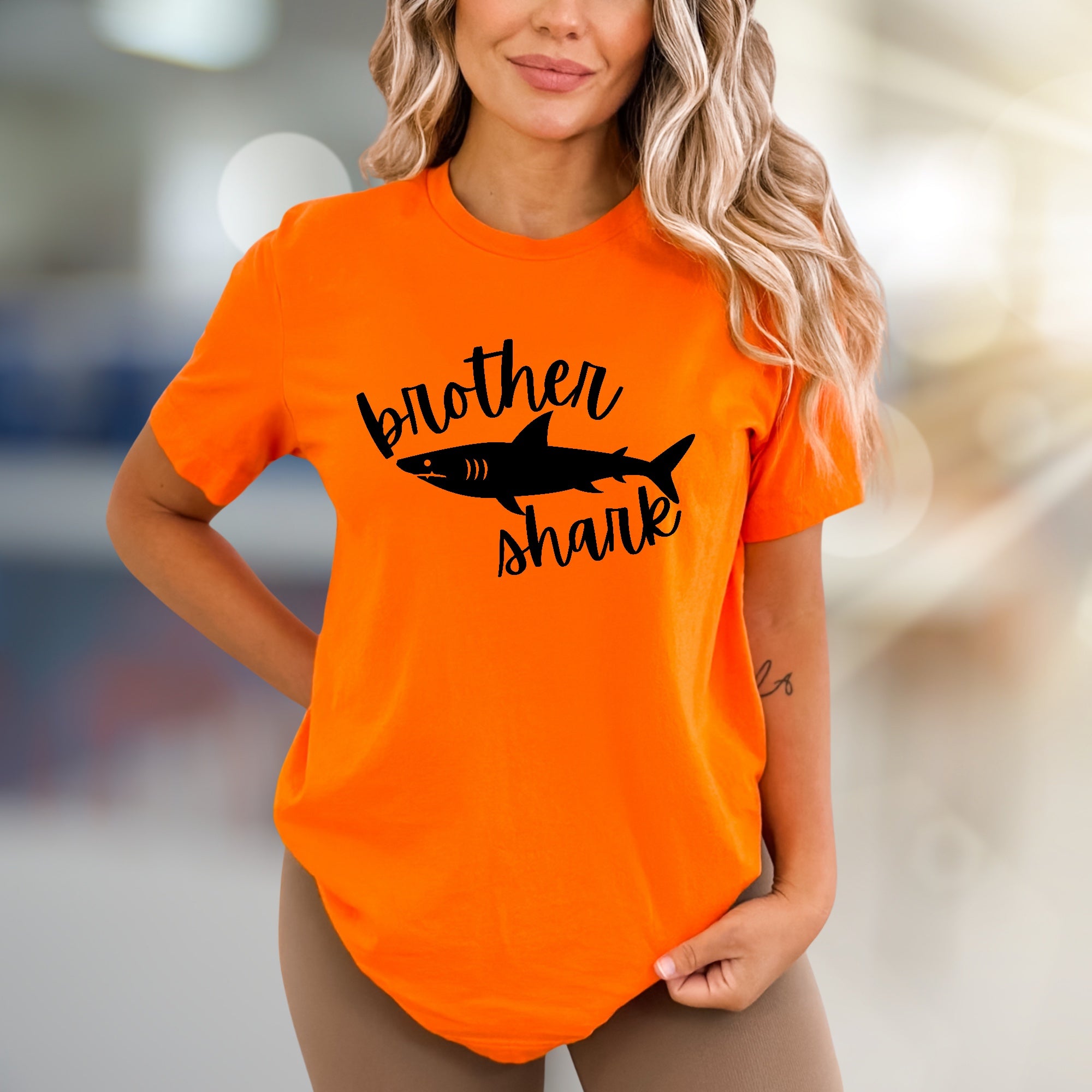"Brother Shark" Wordplay Graphic Tee, a Family Fun Pick for Siblings