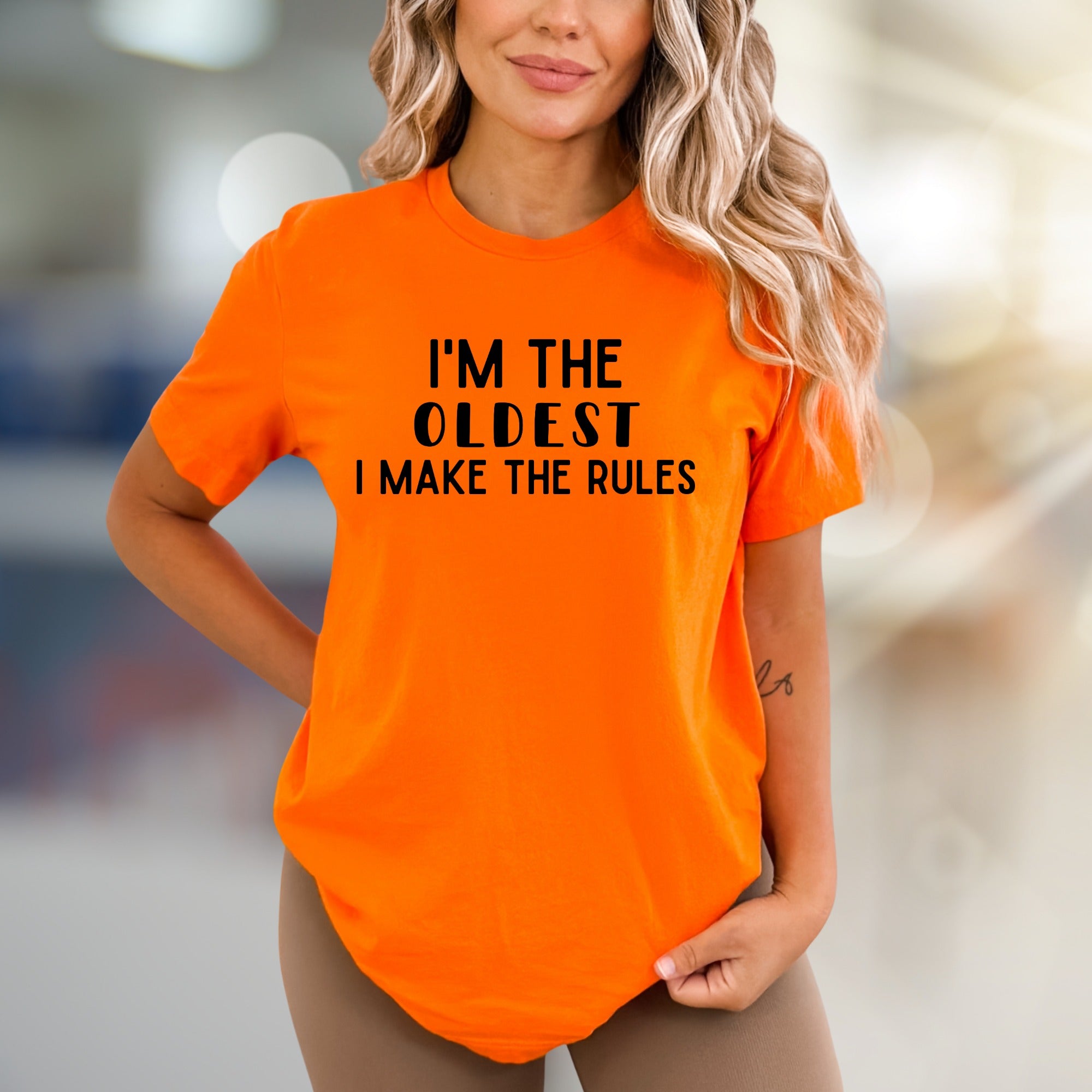 "I'm The Oldest I Make The Rules" Sibling Fun Graphic Tee, a Family Humor Pick for Rule Makers