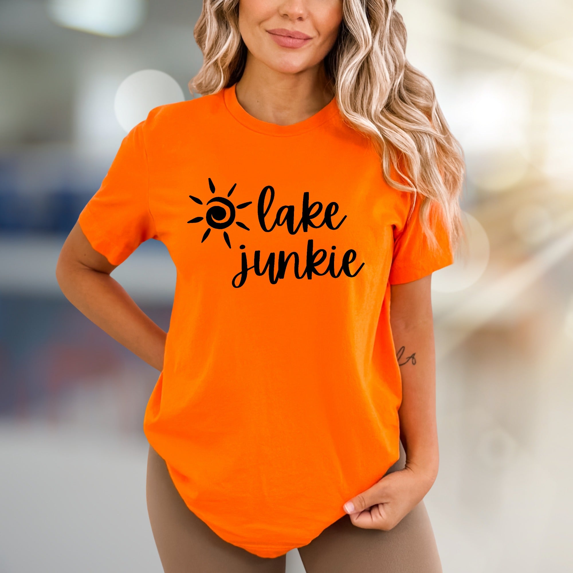 "lake junkie" Summer Lake Graphic Tee, a Water Lover's Pick for Casual Wear