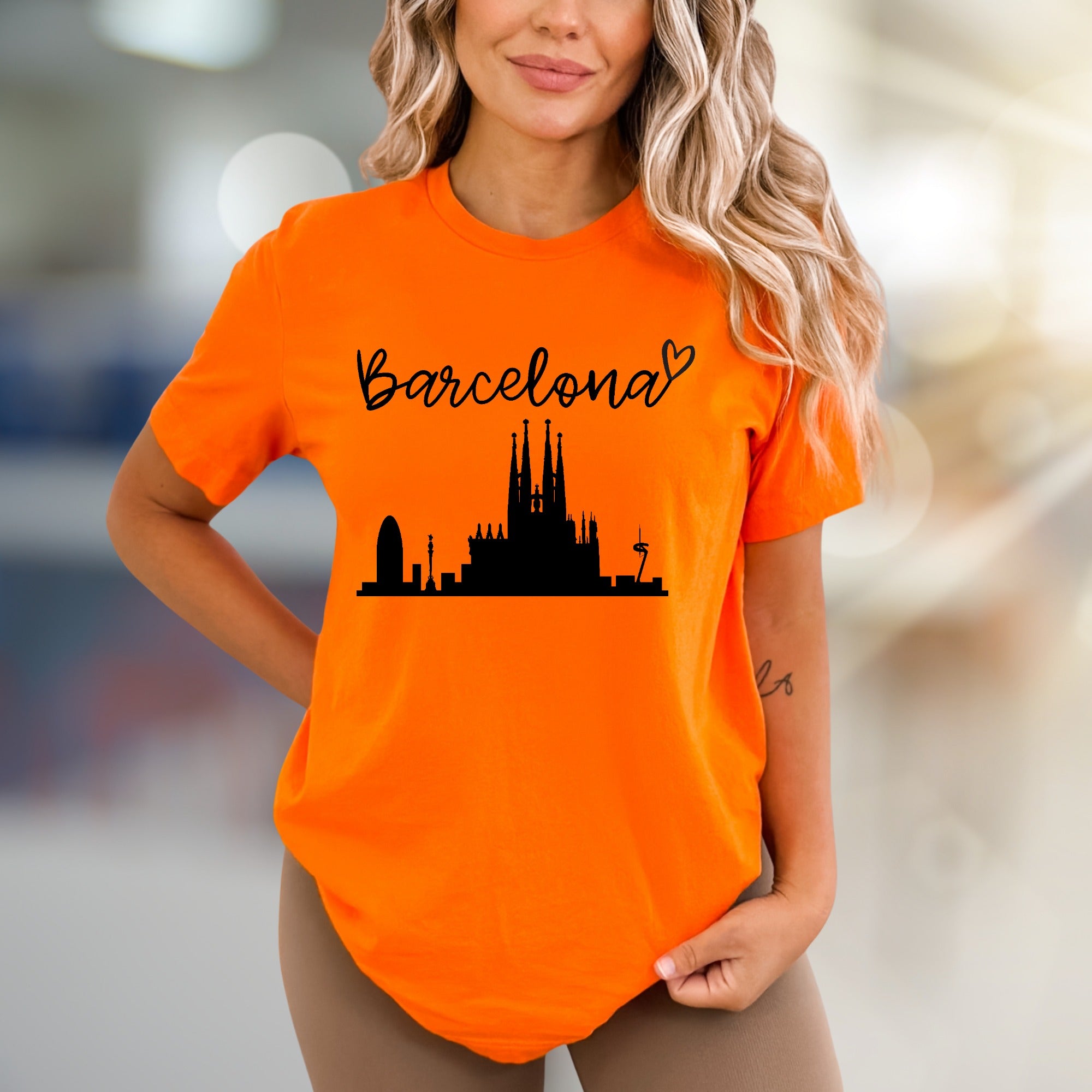 “Barcelona” Cityscape Graphic Tee, A Travel Enthusiast's Urban Pick