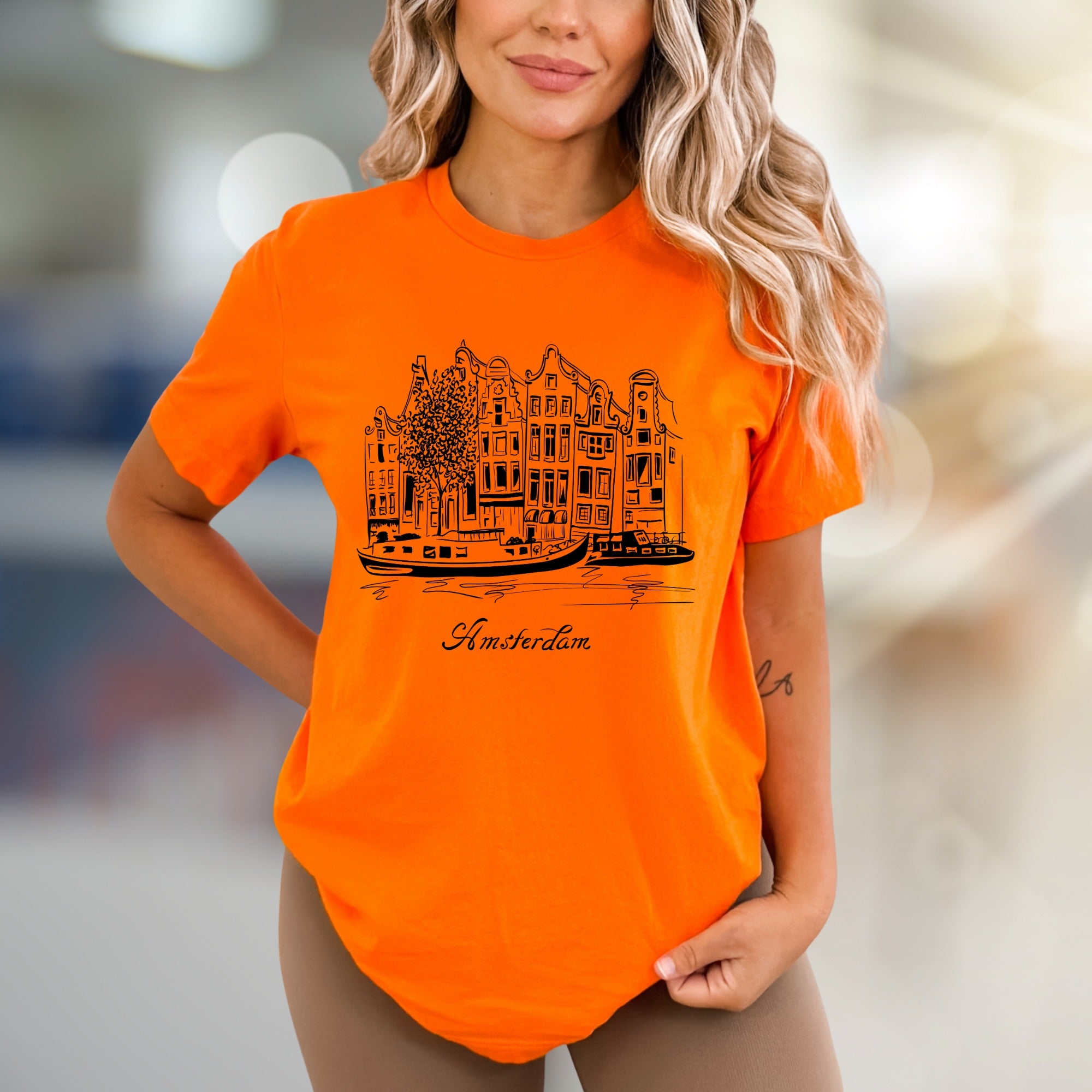 "Amsterdam" Canal City Graphic Tee, a Travel Souvenir Pick for Wanderers