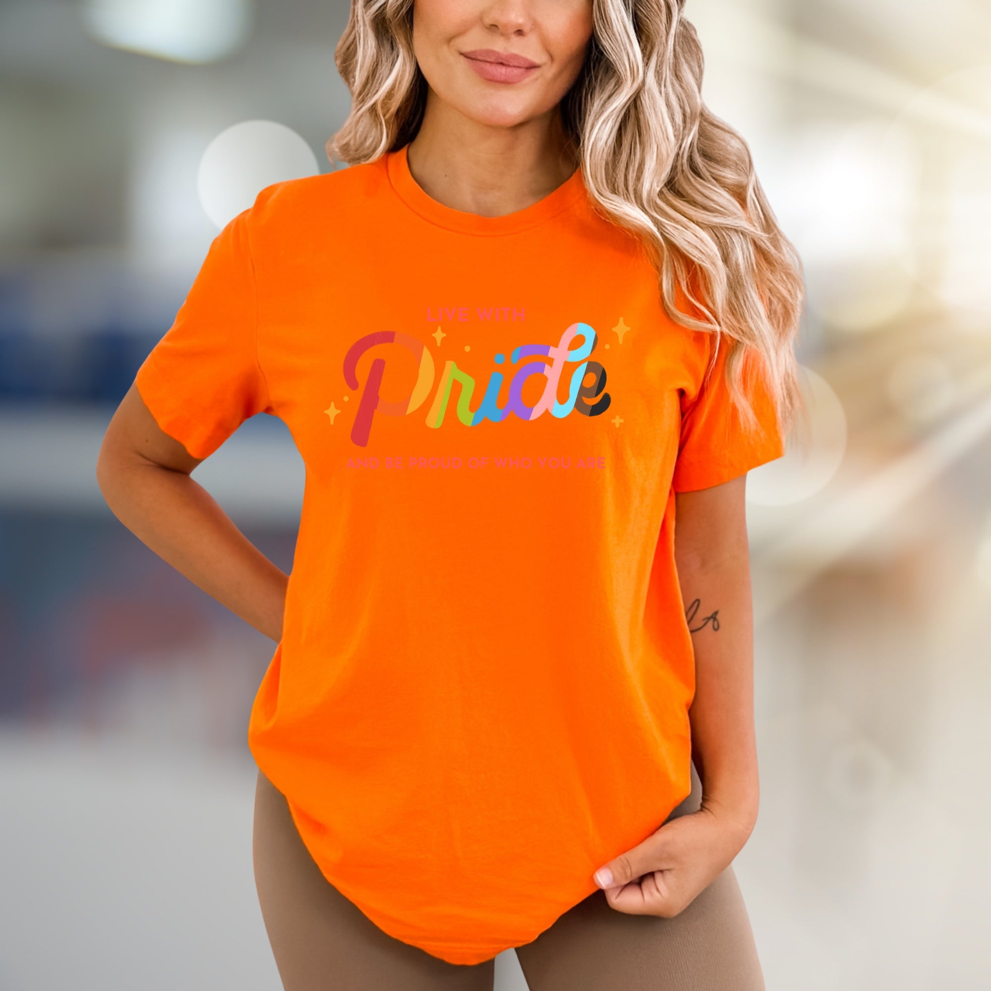 "Live With Pride" Rainbow Sparkle Graphic Tee, a Bold Statement for Everyone