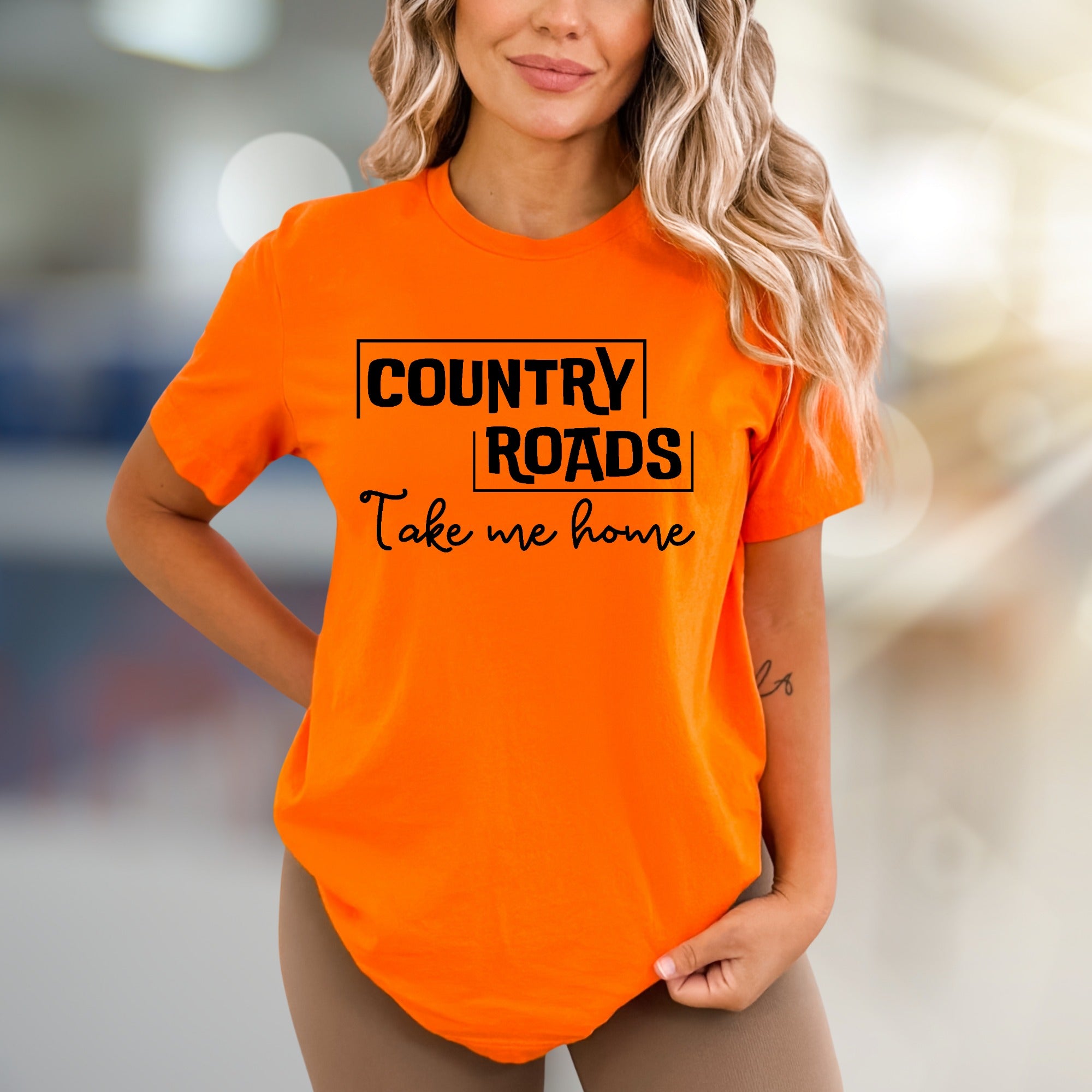 "COUNTRY ROADS Take me home" Rustic Graphic Tee, a Nostalgic Pick for Wanderers
