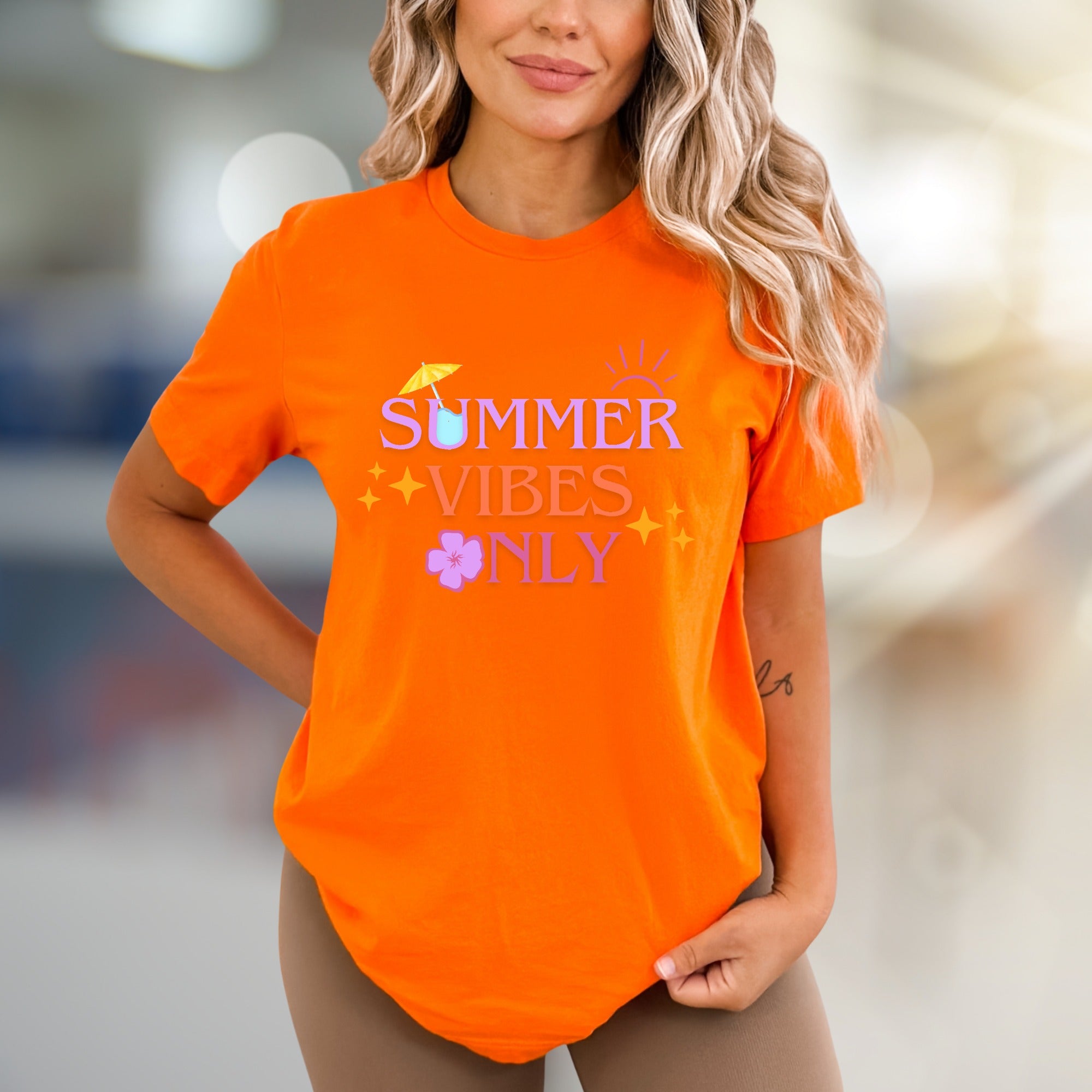 "SUMMER VIBES ONLY" Tropical Graphic Tee, a Sunshine Pick for Free Spirits