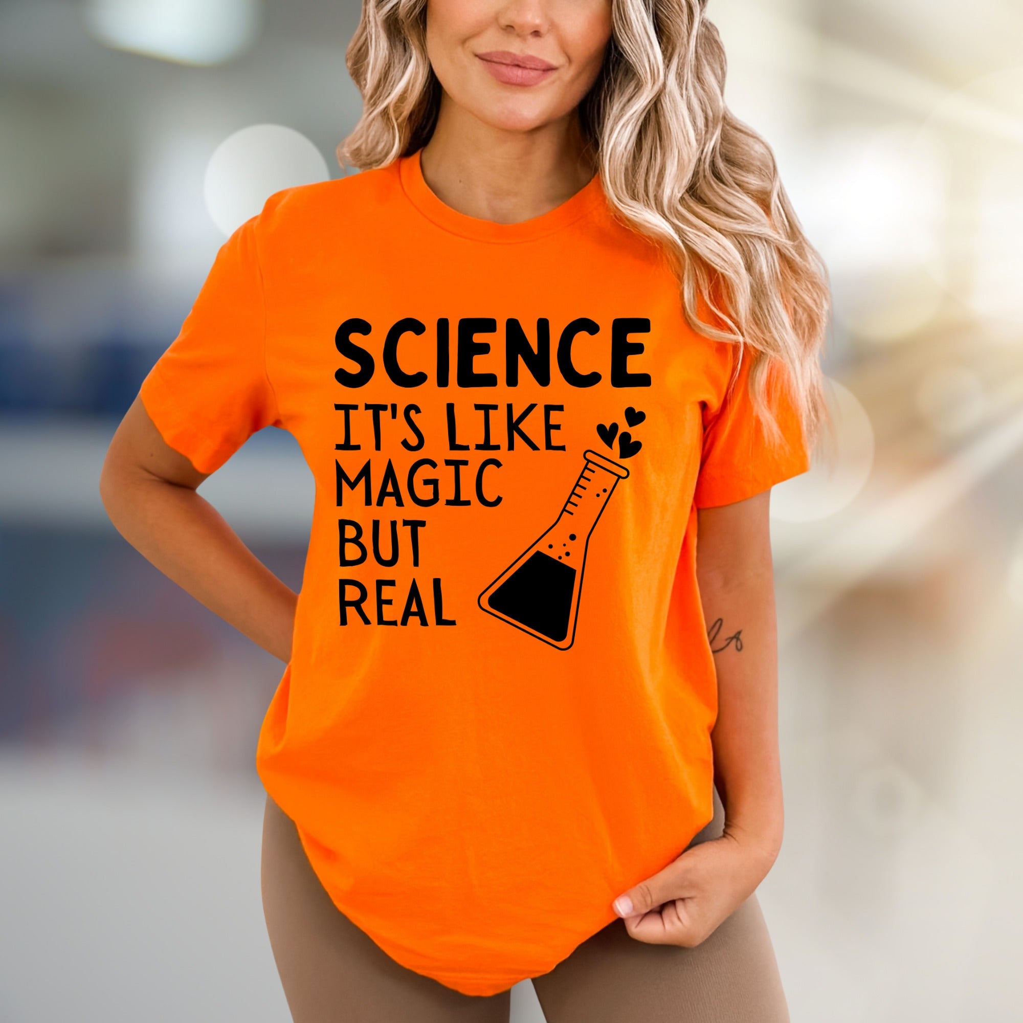"Science It's Like Magic But Real" Lab Beaker Graphic Tee, a Quirky STEM Pick for Enthusiasts