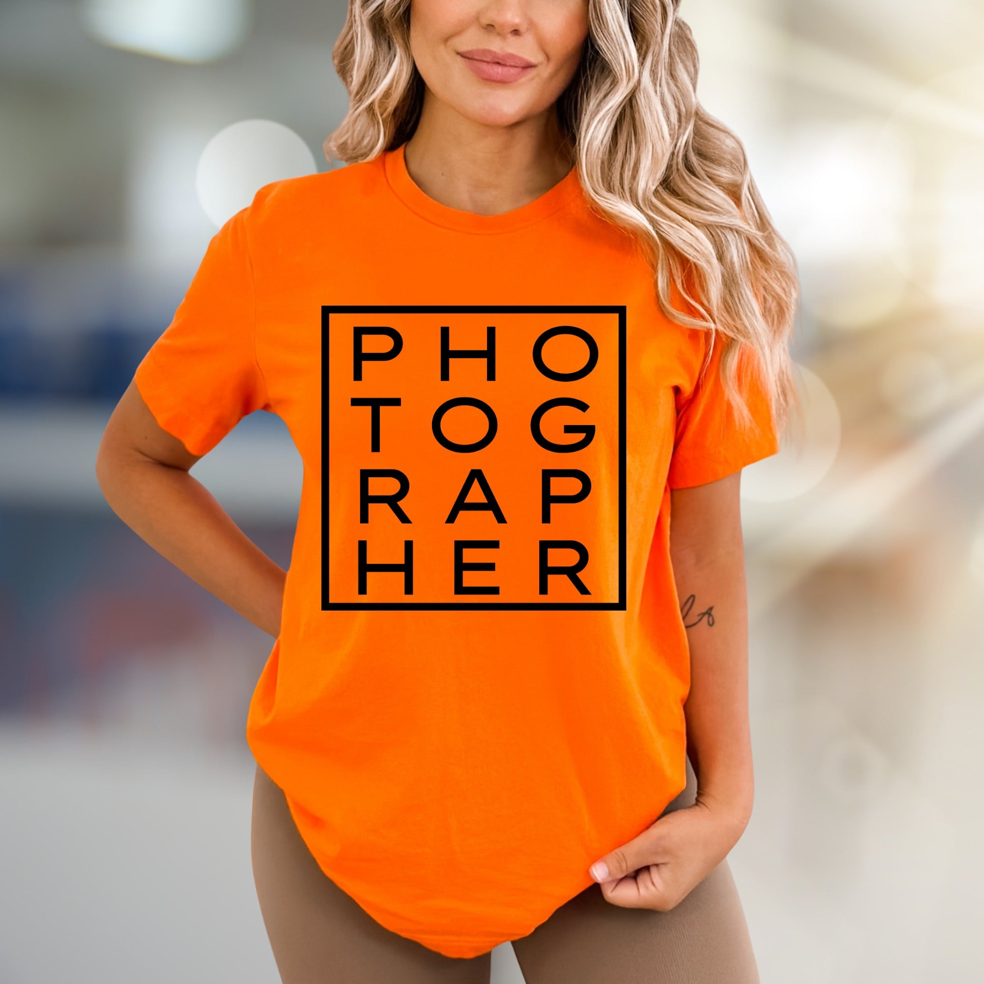 "PHOTOGRAPHER" Boxed Graphic Tee, a Creative Pro Pick for Photo Enthusiasts