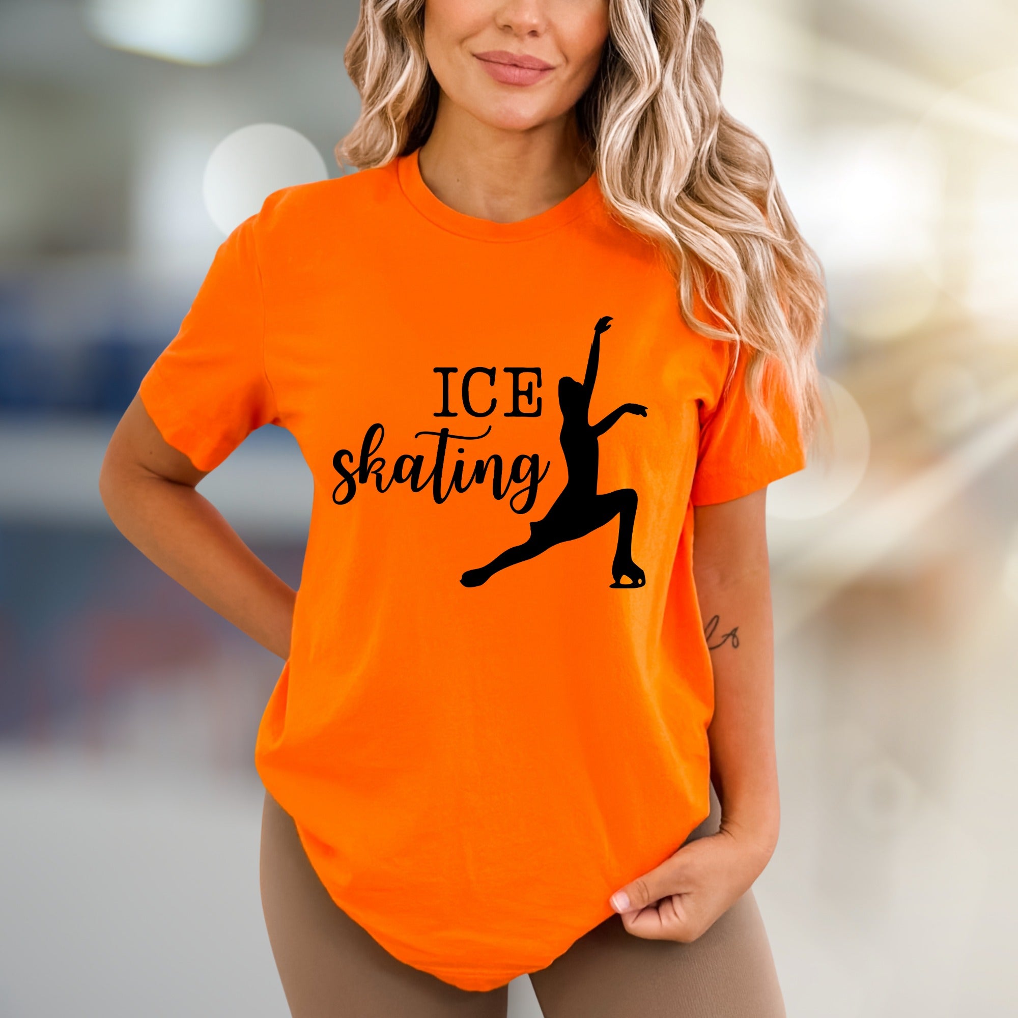 “ICE Skating” Elegant Skater Graphic Tee, a Winter Sports Pick for Enthusiasts