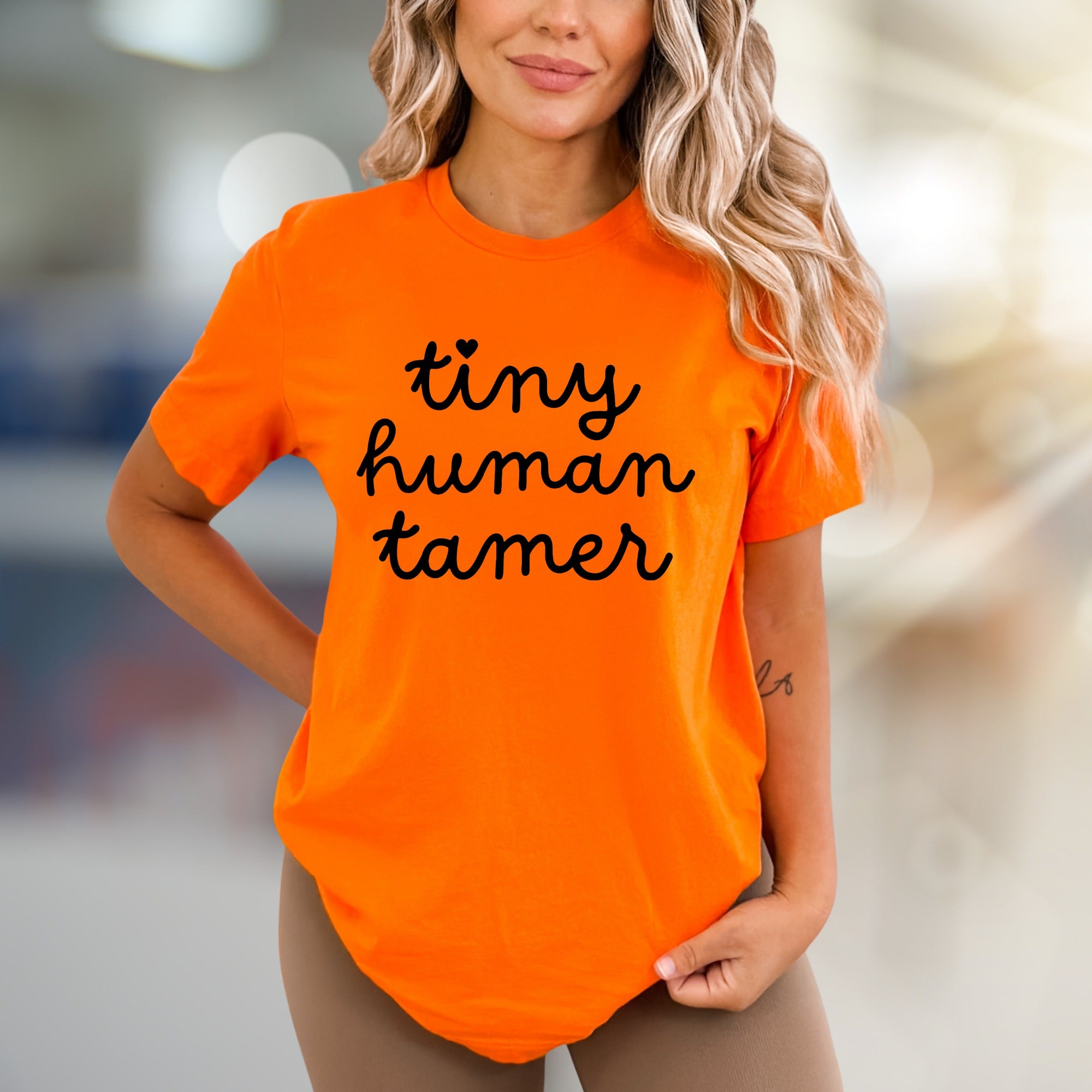 "Tiny Human Tamer" Charming Script Graphic Tee, a Parent's Delightful Pick