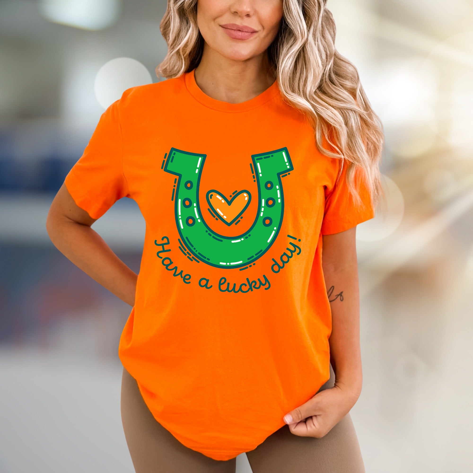 "Have a Lucky Day!" Horseshoe Graphic Tee, a St. Patrick's Day Pick for Everyone