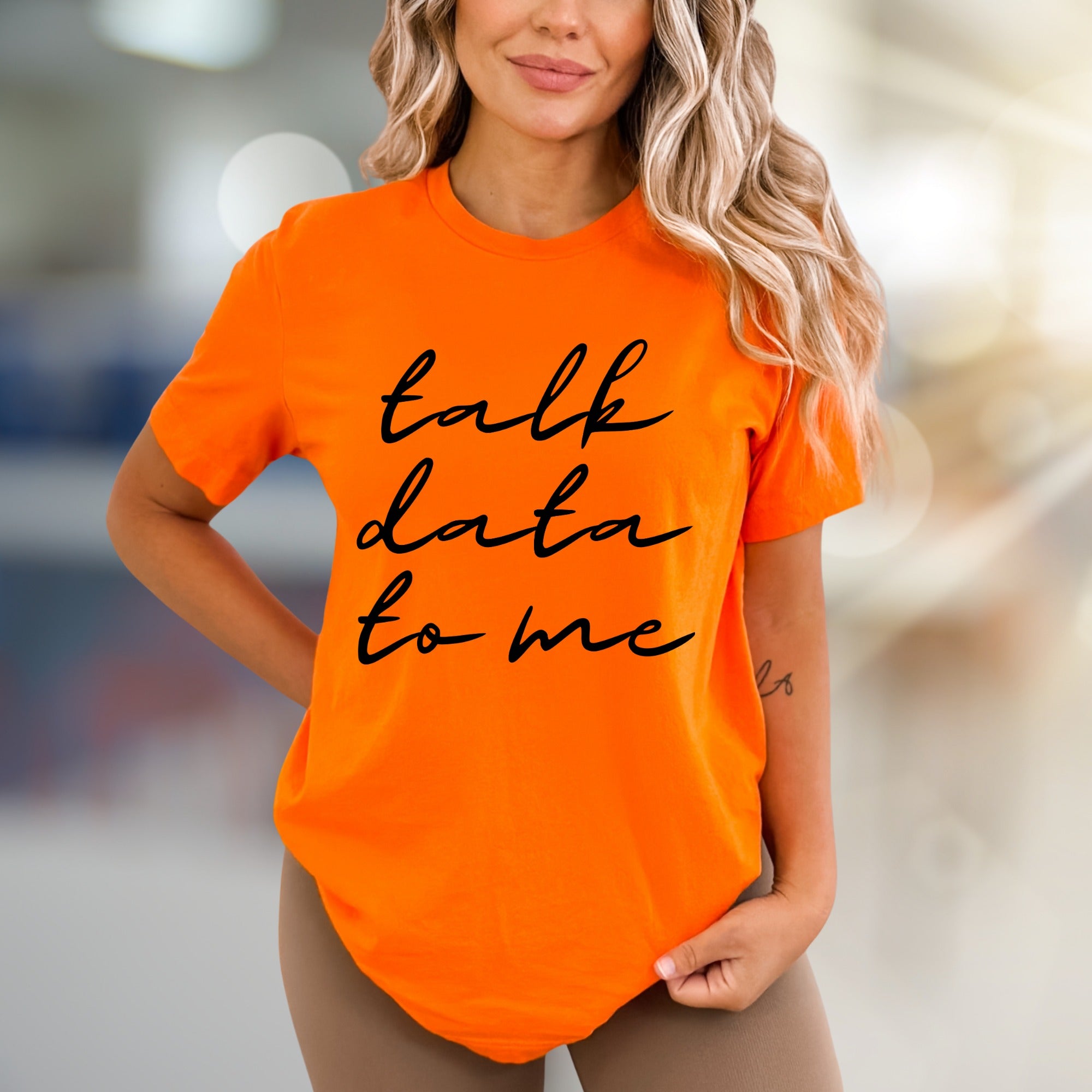 "Talk Data To Me" Tech Lover Graphic Tee, a Smart Casual Pick for Data Enthusiasts
