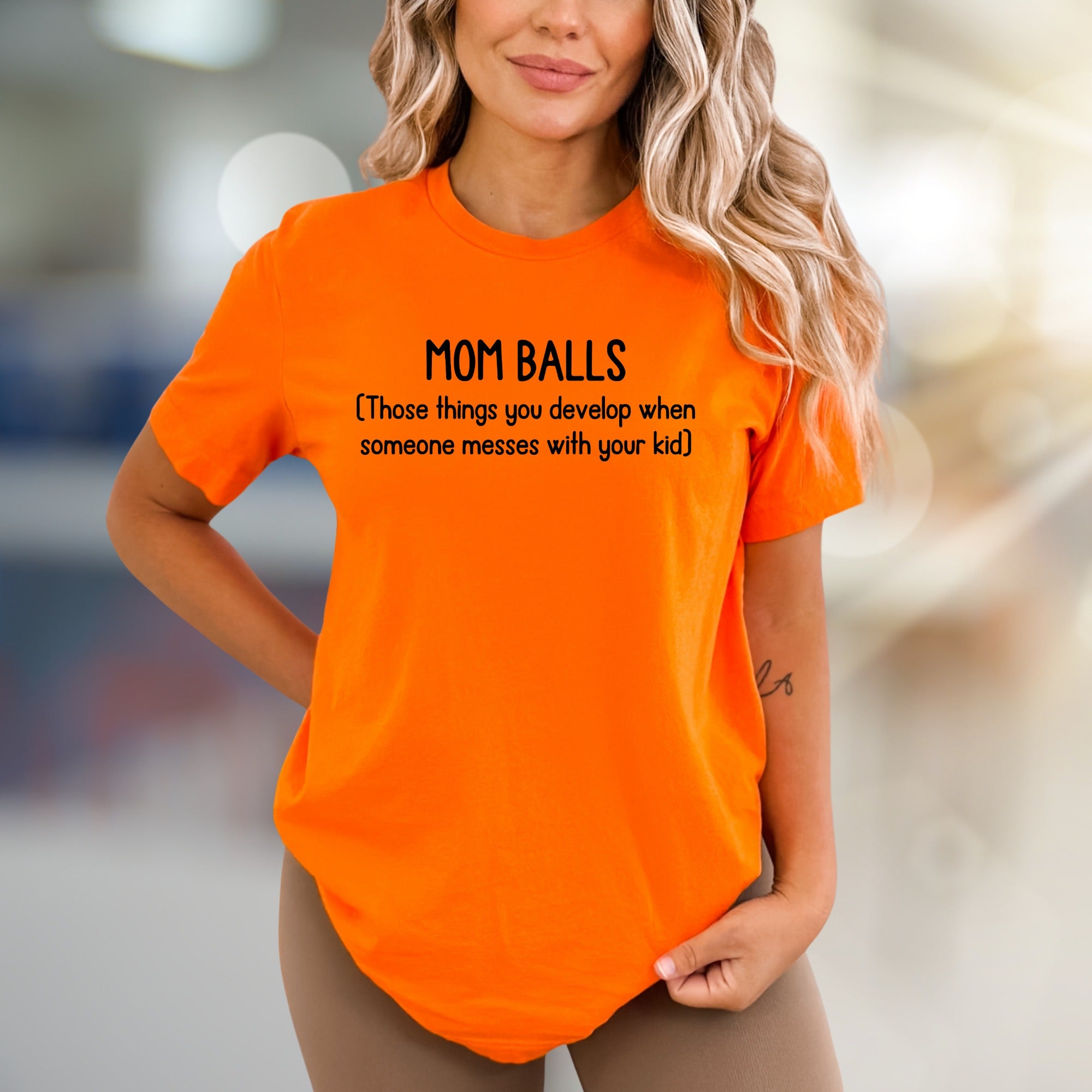 "Mom Balls" Protective Mama Graphic Tee, a Bold Statement for Parents