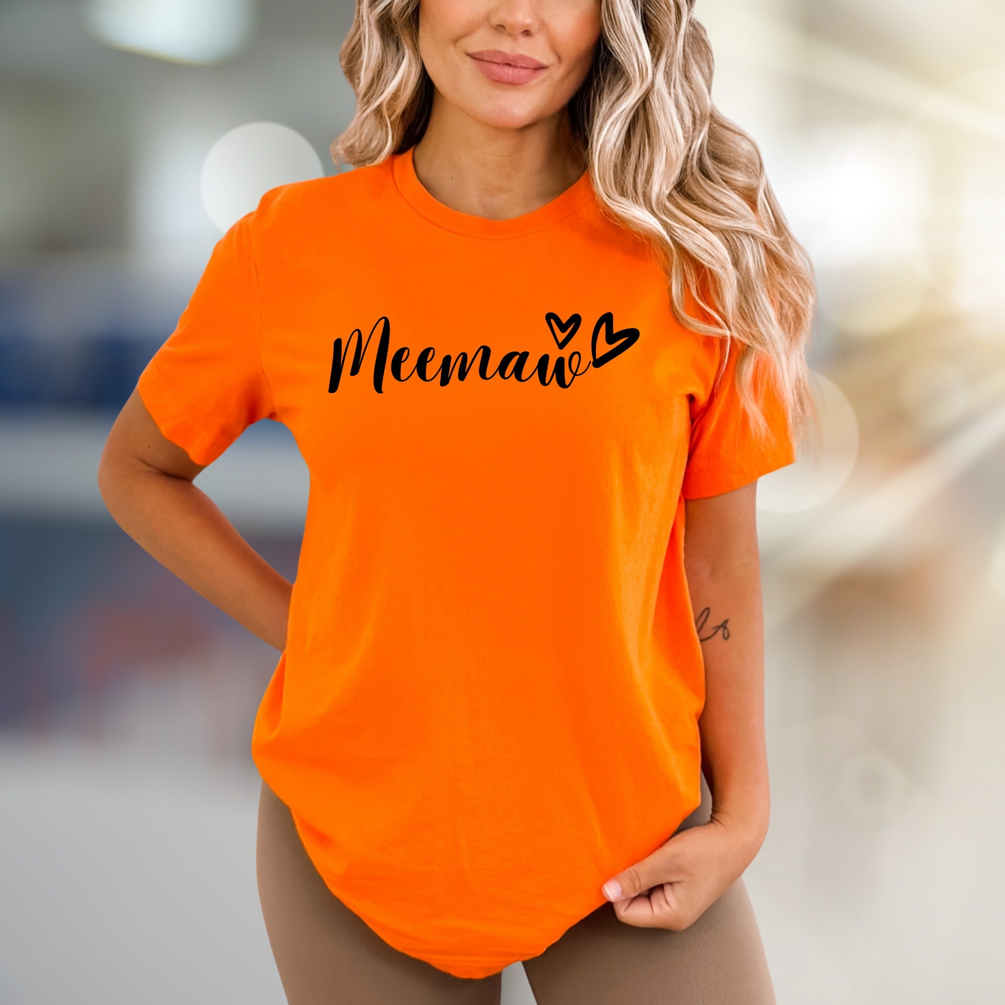 "Meemaw" with Hearts Graphic Tee, a Loving Pick for Grandmothers