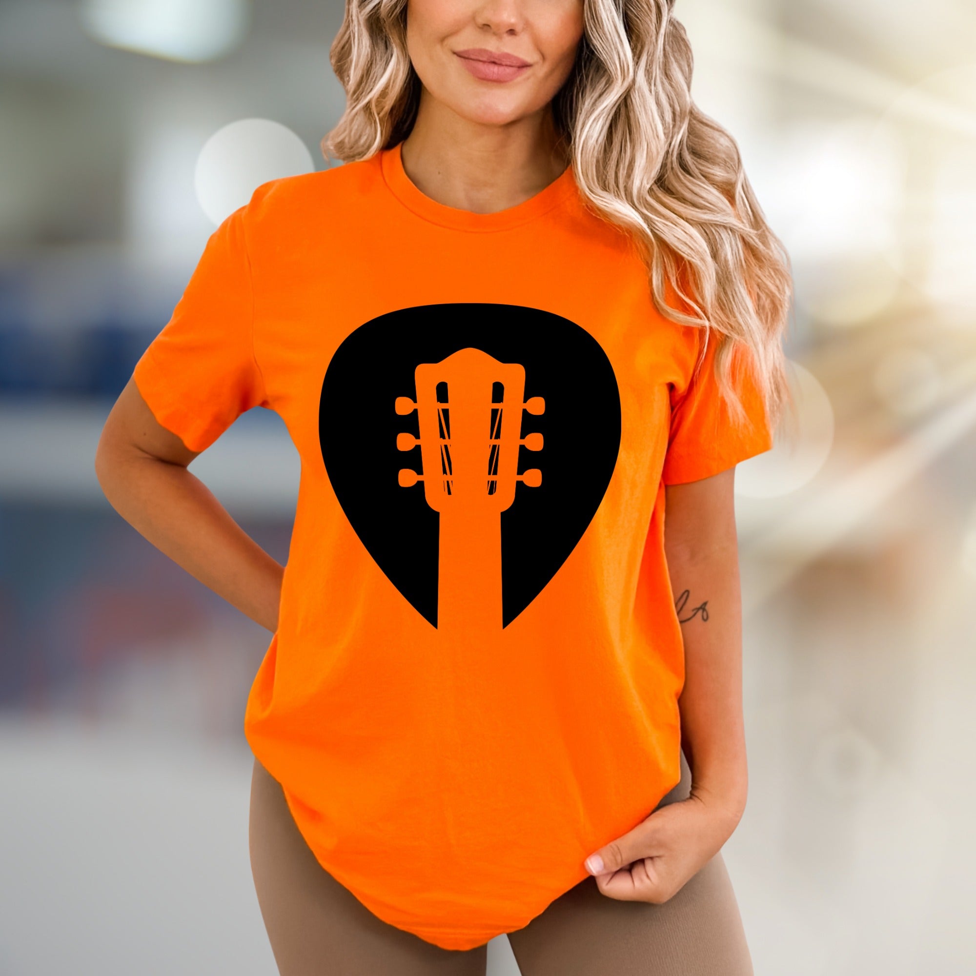 Guitar Headstock Pick Music Graphic Tee, a Musician's Essential for Casual Wear